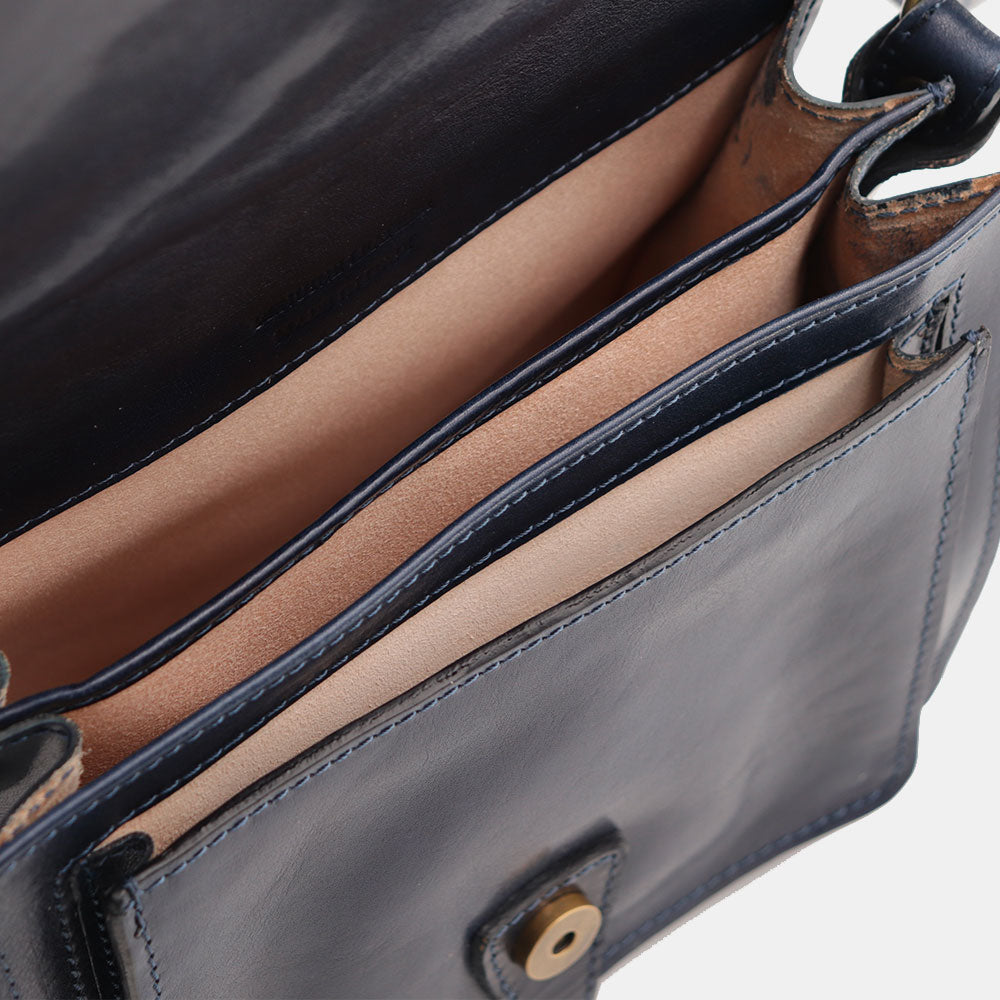 Borsa a Tracolla in Pelle Blu VIAVERDI Made in Italy linea Firenze