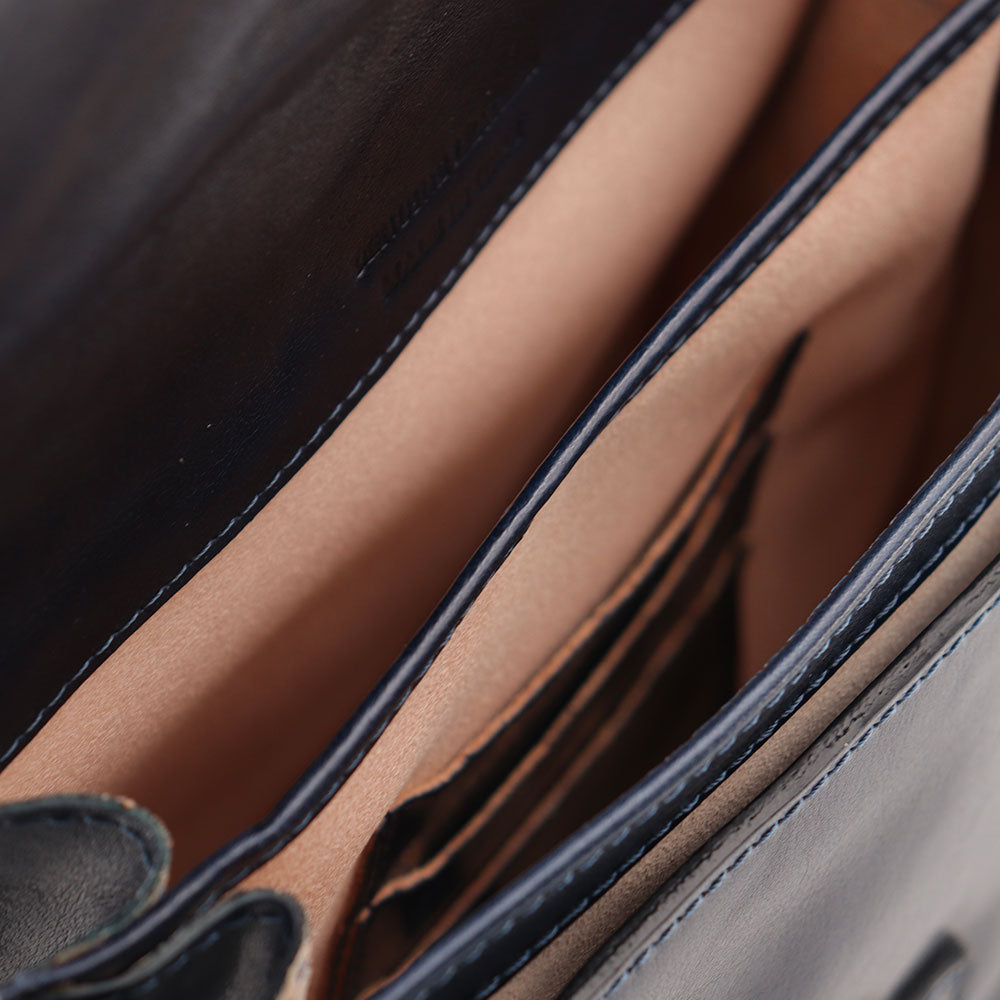 Borsa a Tracolla in Pelle Blu VIAVERDI Made in Italy linea Firenze