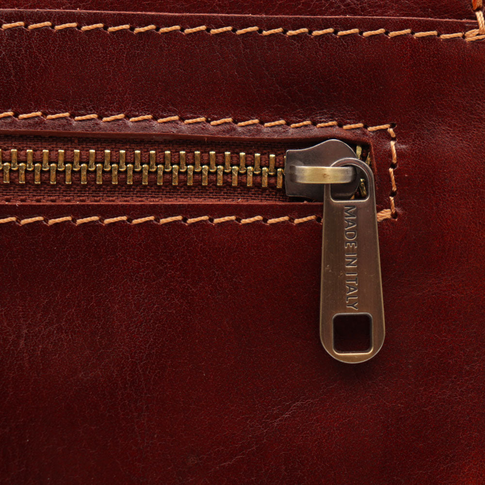 VIAVERDI Schultertasche aus braunem Leder, hergestellt in Italien, Florence-Linie