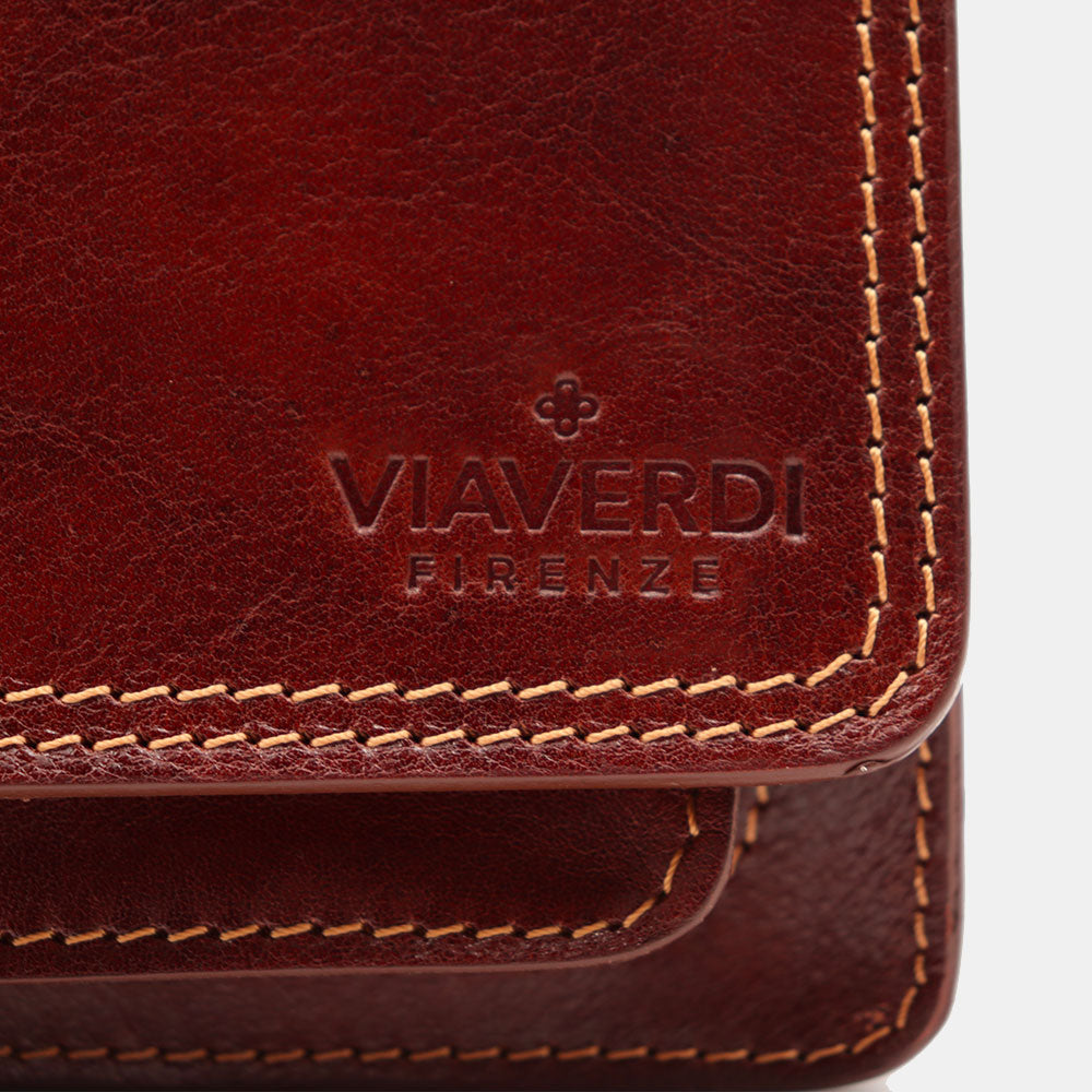 VIAVERDI Schultertasche aus braunem Leder, hergestellt in Italien, Florence-Linie