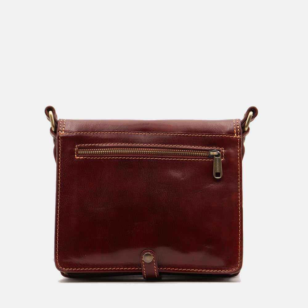 VIAVERDI Schultertasche aus braunem Leder, hergestellt in Italien, Florence-Linie