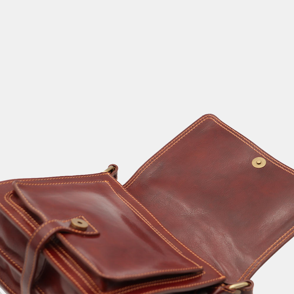 VIAVERDI Schultertasche aus braunem Leder, hergestellt in Italien, Florence-Linie