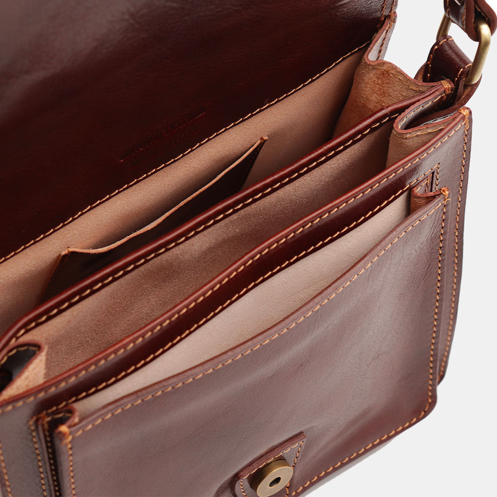 VIAVERDI Schultertasche aus braunem Leder, hergestellt in Italien, Florence-Linie