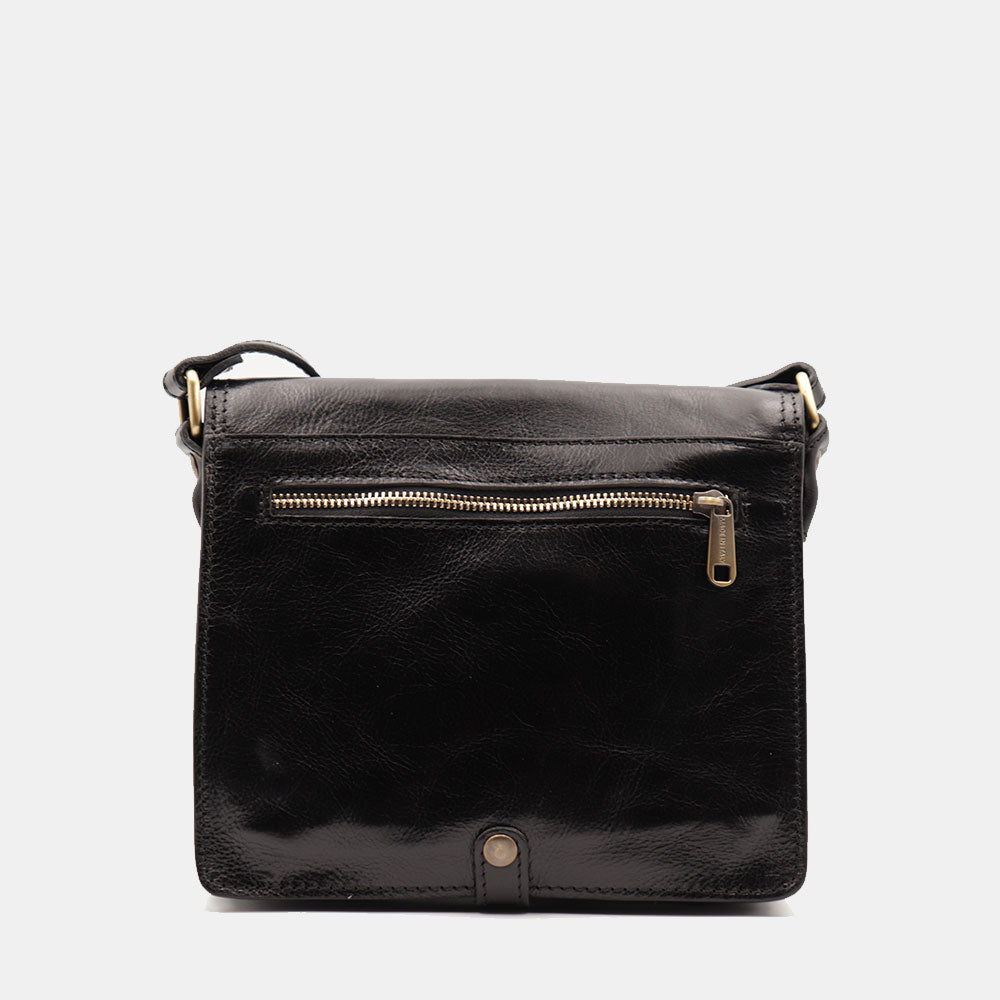Borsa a Tracolla in Pelle Nera VIAVERDI Made in Italy linea Firenze