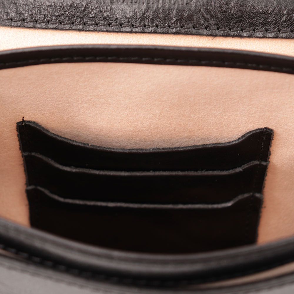 VIAVERDI Schwarze Leder-Schultertasche, hergestellt in Italien, Florence-Linie