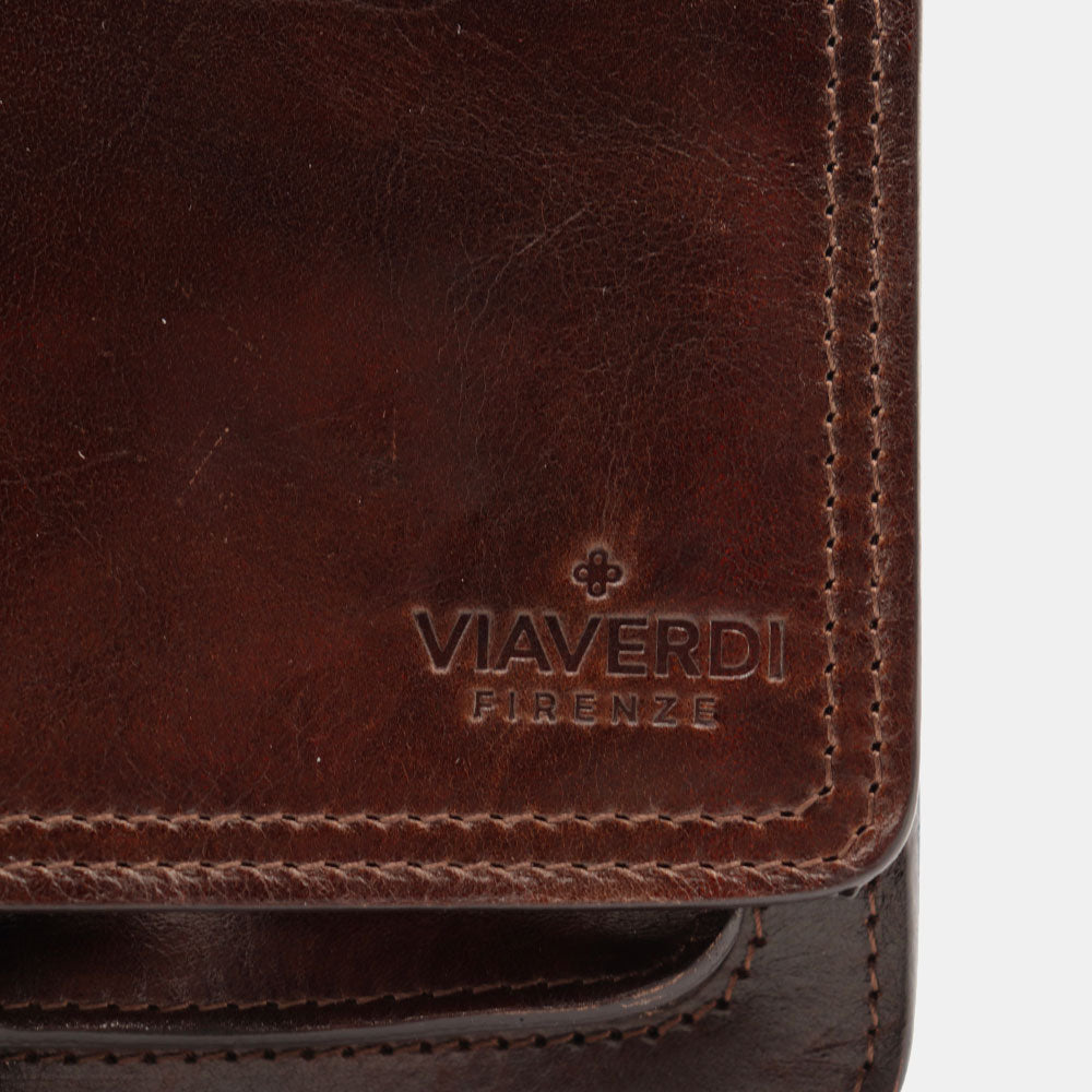 Borsa a Tracolla in Pelle Marrone Testa di Moro VIAVERDI Made in Italy linea Firenze