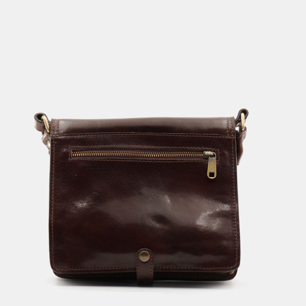 Borsa a Tracolla in Pelle Marrone Testa di Moro VIAVERDI Made in Italy linea Firenze