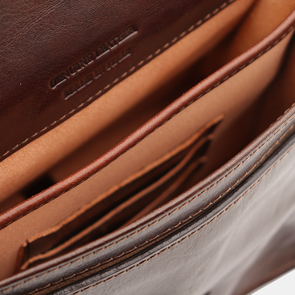 Borsa a Tracolla in Pelle Marrone Testa di Moro VIAVERDI Made in Italy linea Firenze