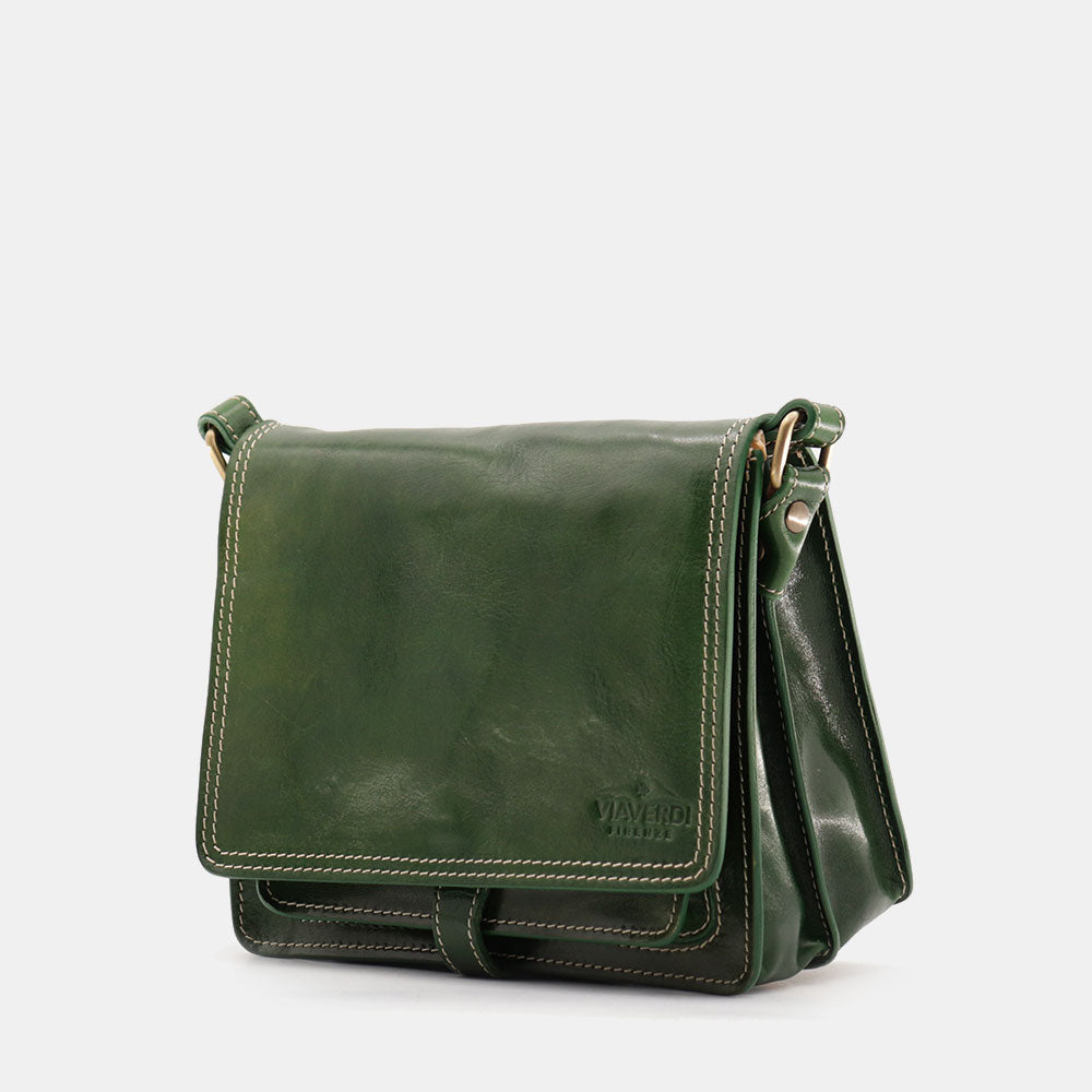 Borsa a Tracolla in Pelle Verde VIAVERDI Made in Italy linea Firenze