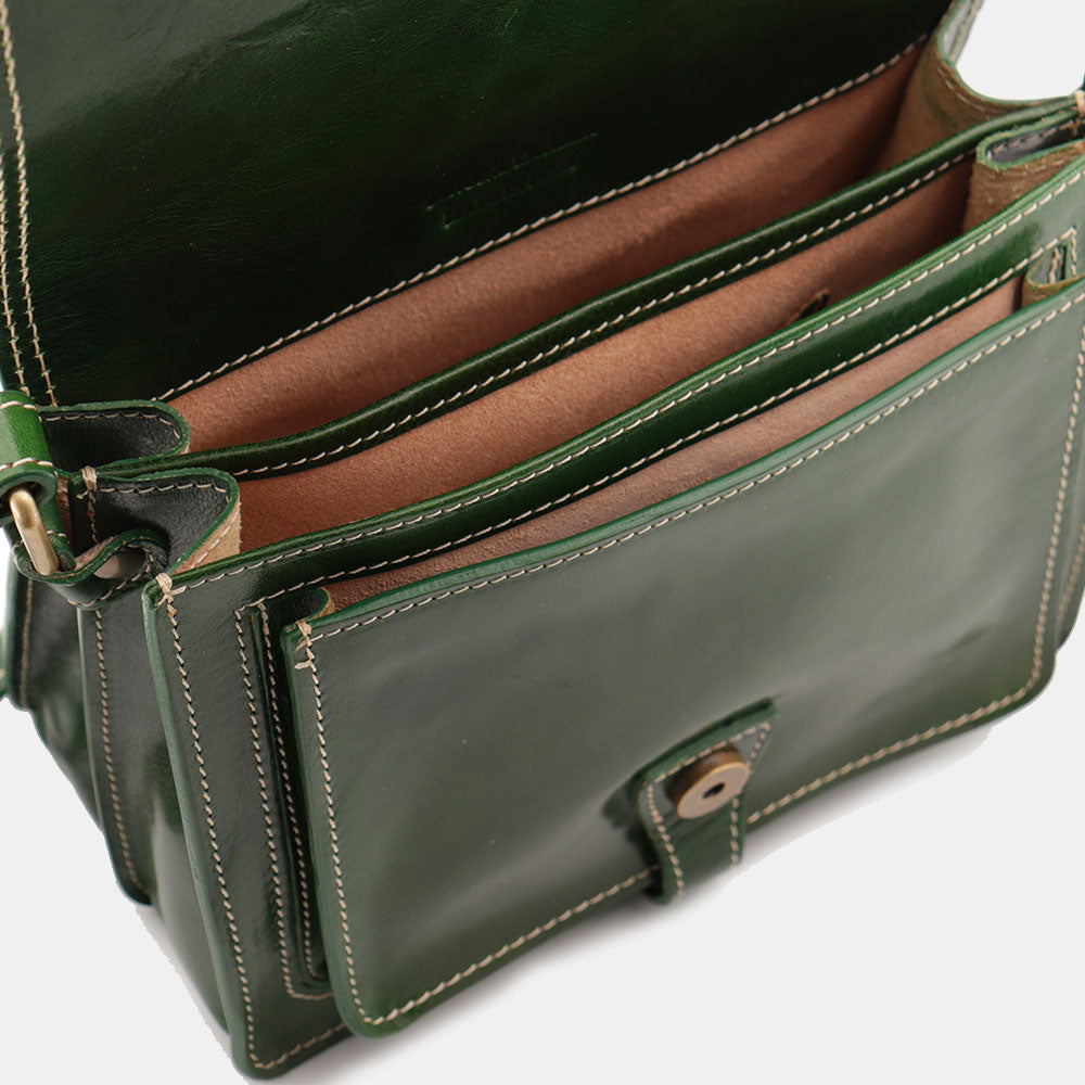 Borsa a Tracolla in Pelle Verde VIAVERDI Made in Italy linea Firenze