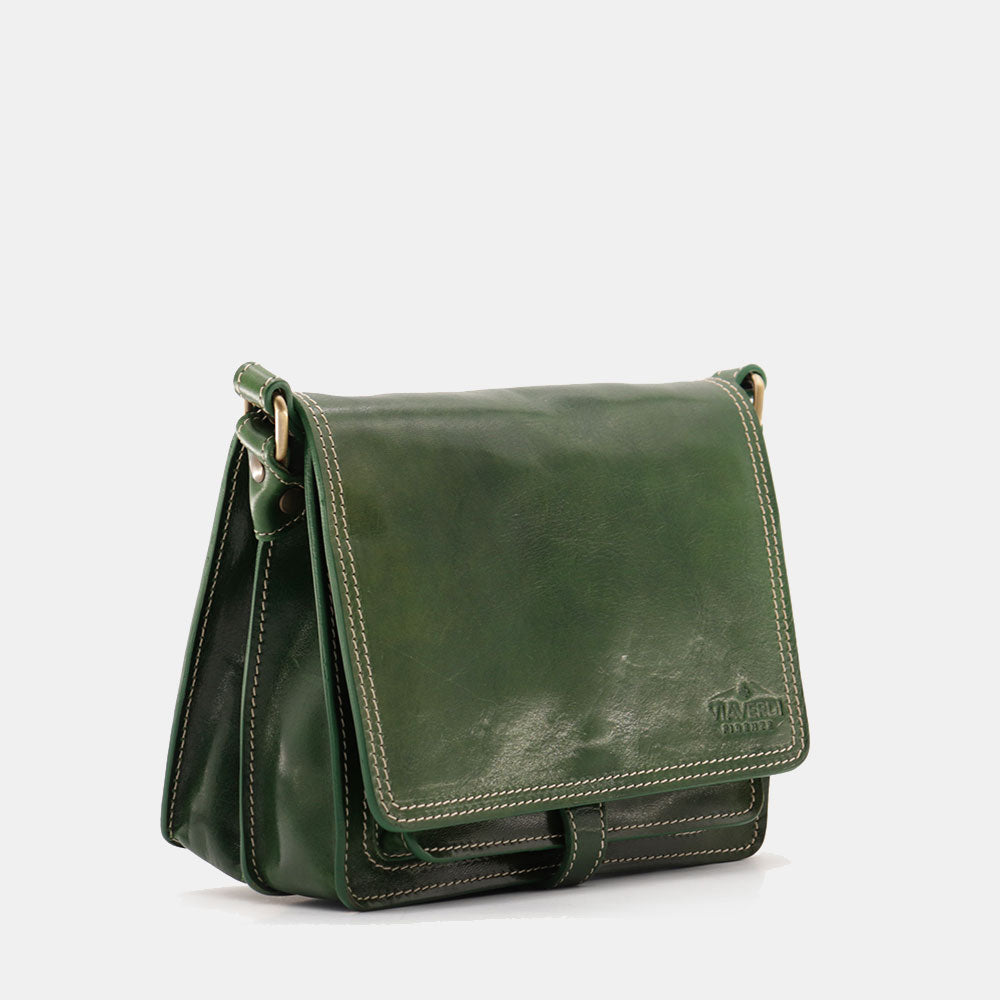 Borsa a Tracolla in Pelle Verde VIAVERDI Made in Italy linea Firenze