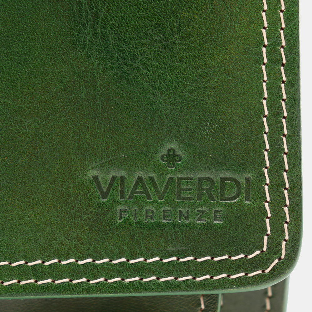 Borsa a Tracolla in Pelle Verde VIAVERDI Made in Italy linea Firenze