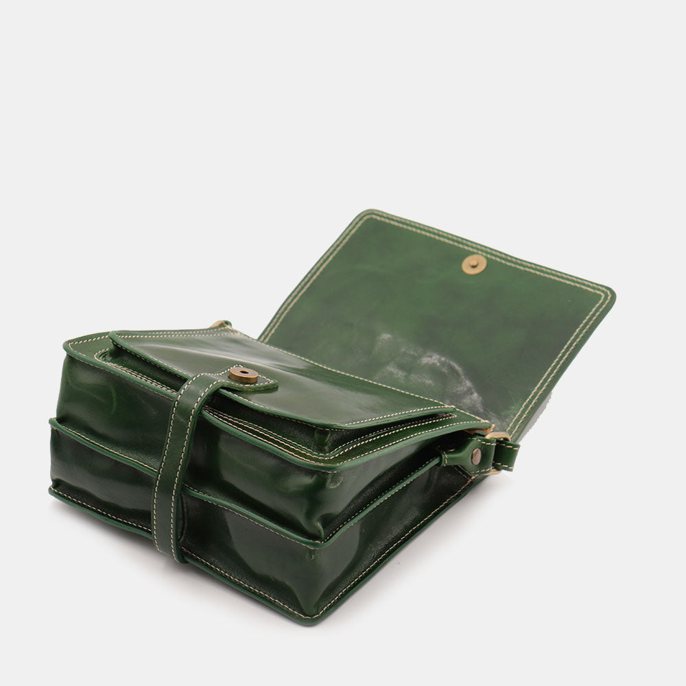 Borsa a Tracolla in Pelle Verde VIAVERDI Made in Italy linea Firenze