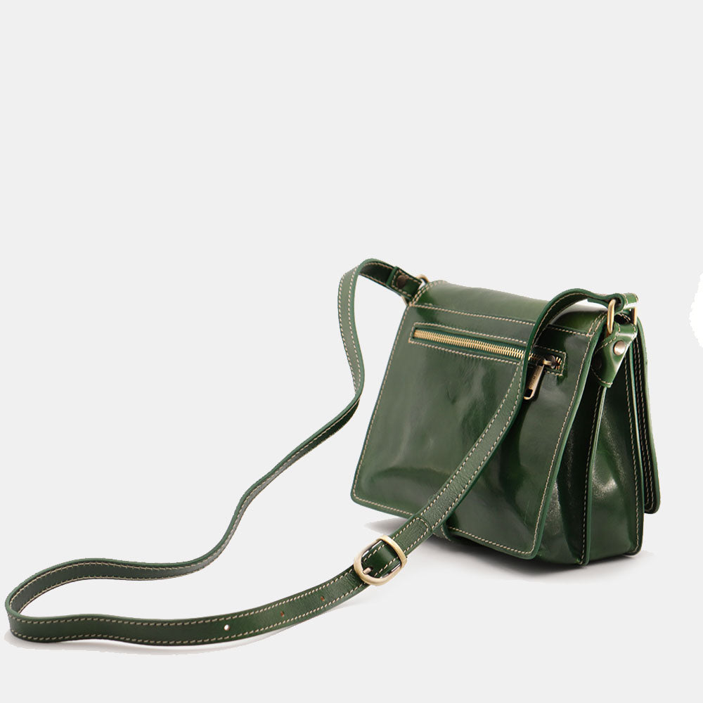 Borsa a Tracolla in Pelle Verde VIAVERDI Made in Italy linea Firenze
