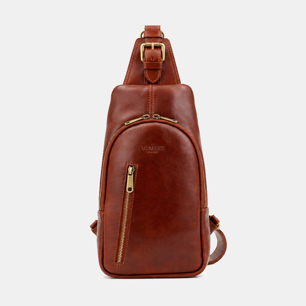 ViaVerdi Umhängetasche aus Braunem Leder Made in Italy – Linie Firenze