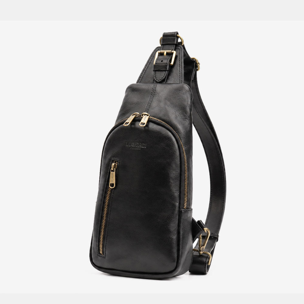 Monospalla in Pelle Nero VIAVERDI Made in Italy linea Firenze