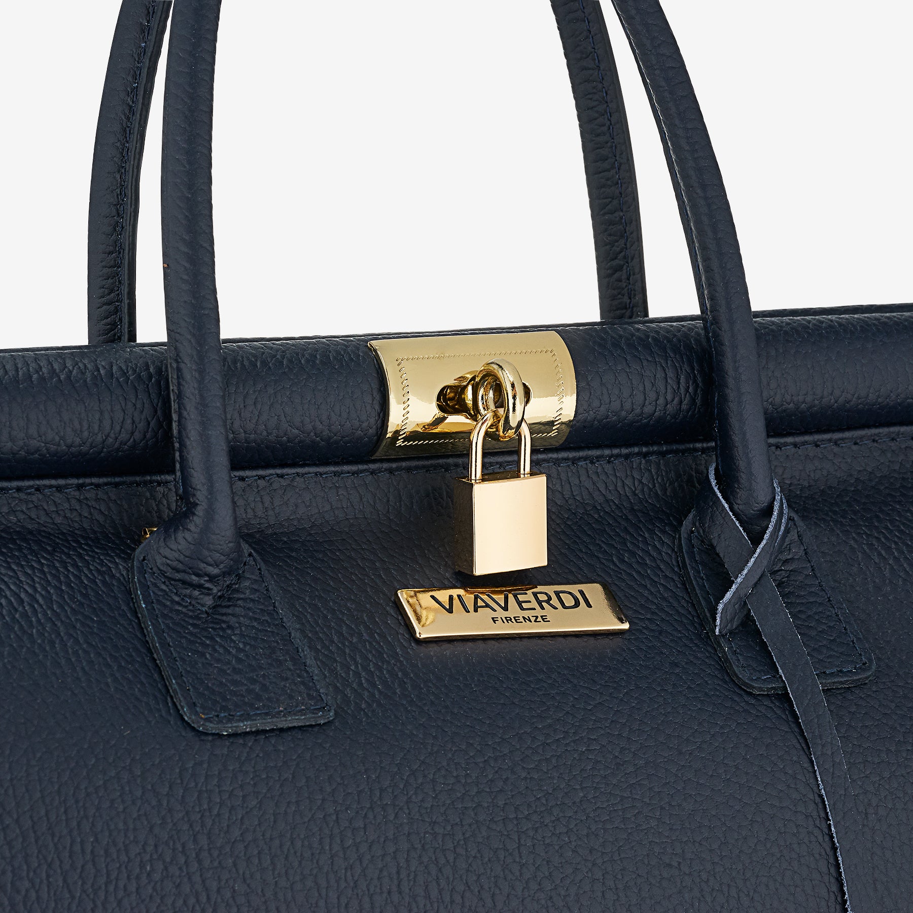 Borsa a Mano con Tracolla VIAVERDI in Pelle Blu Made in Italy