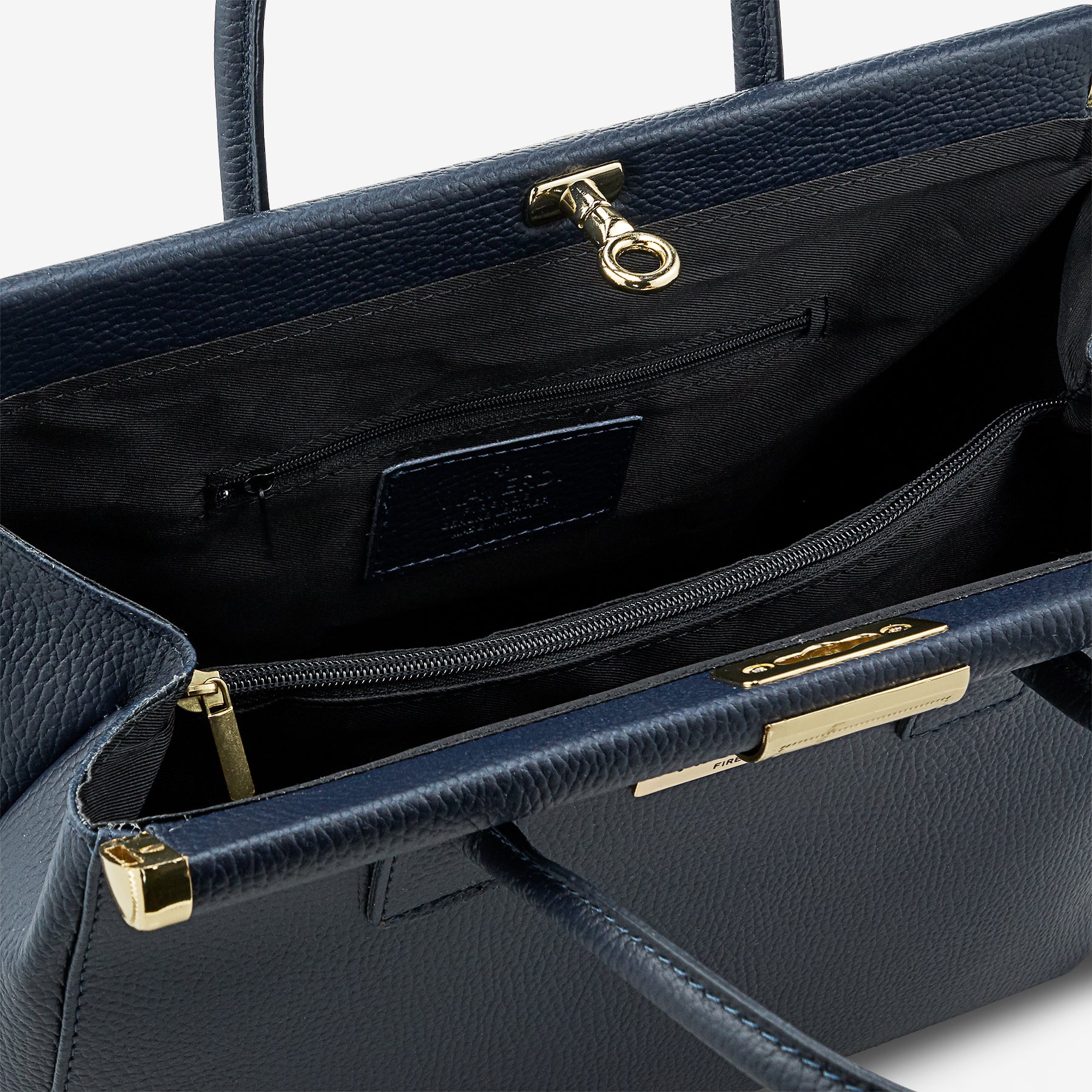 Borsa a Mano con Tracolla VIAVERDI in Pelle Blu Made in Italy