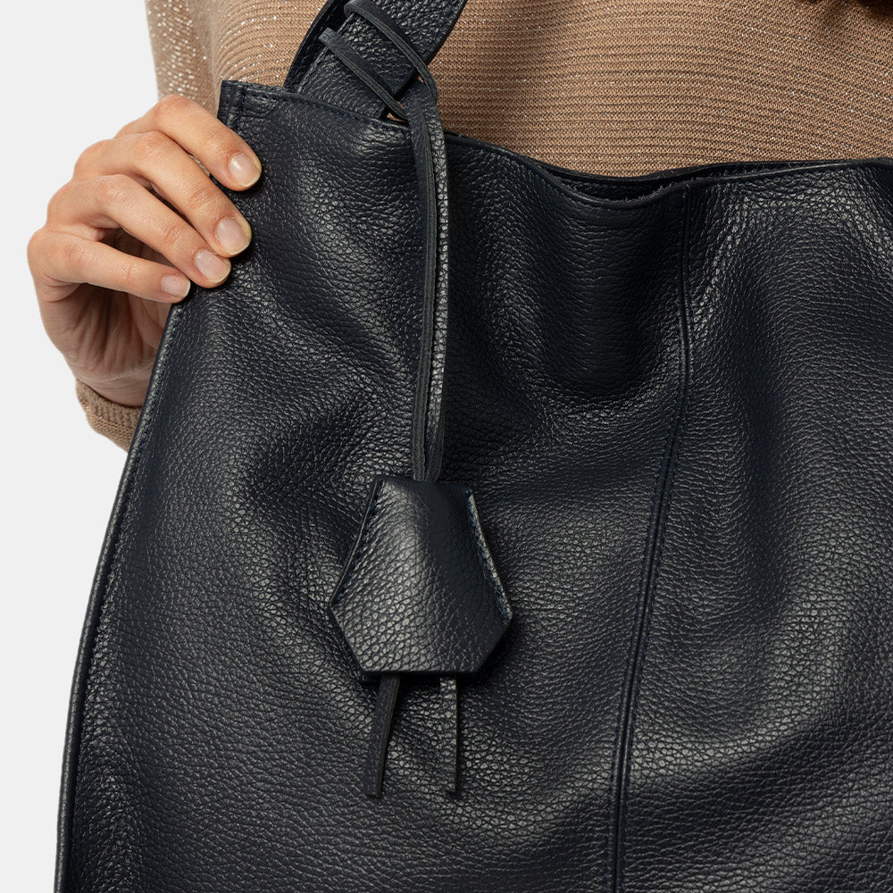 Borsa Tote in Pelle Blu VIAVERDI Made in Italy