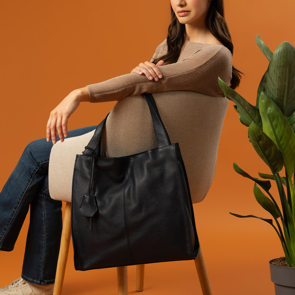 Borsa Tote in Pelle Blu VIAVERDI Made in Italy