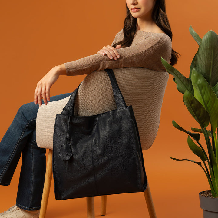 Borsa Tote in Pelle Bordeaux VIAVERDI Made in Italy