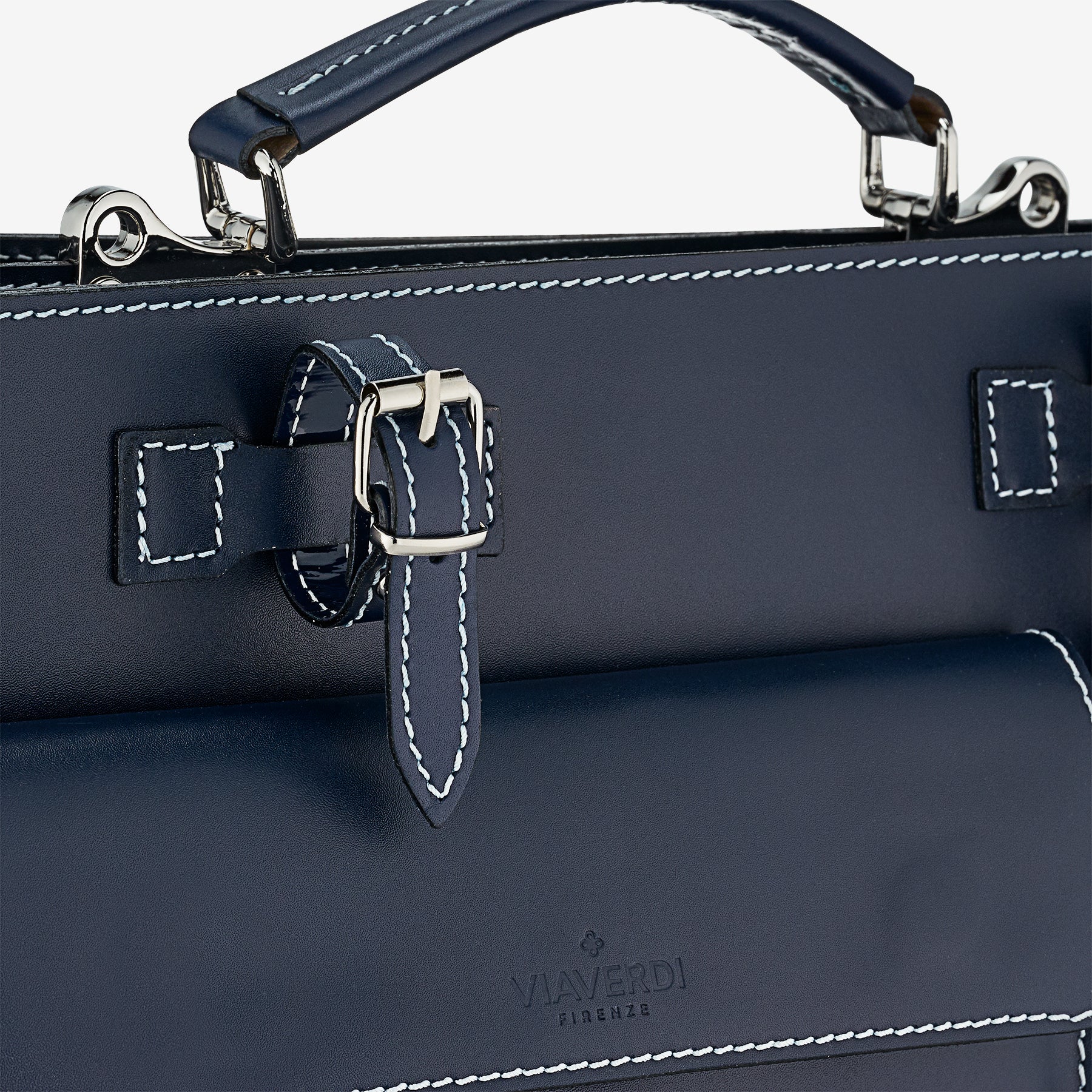 Borsa da Lavoro in Pelle Blu VIAVERDI Made in Italy - Porta Ombrelli e Pc 15.6