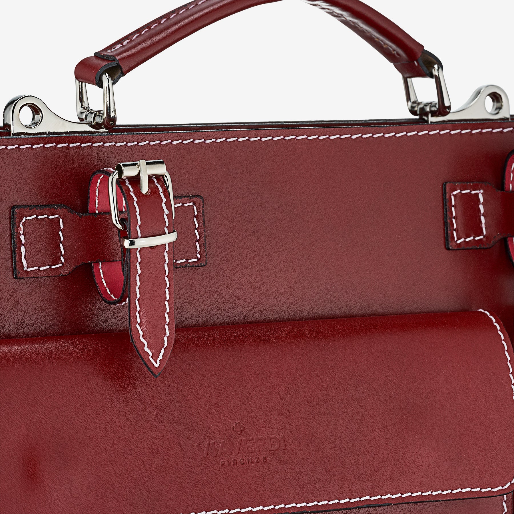 Borsa da Lavoro in Pelle Bordeaux VIAVERDI Made in Italy - Porta Ombrelli e Pc 15.6