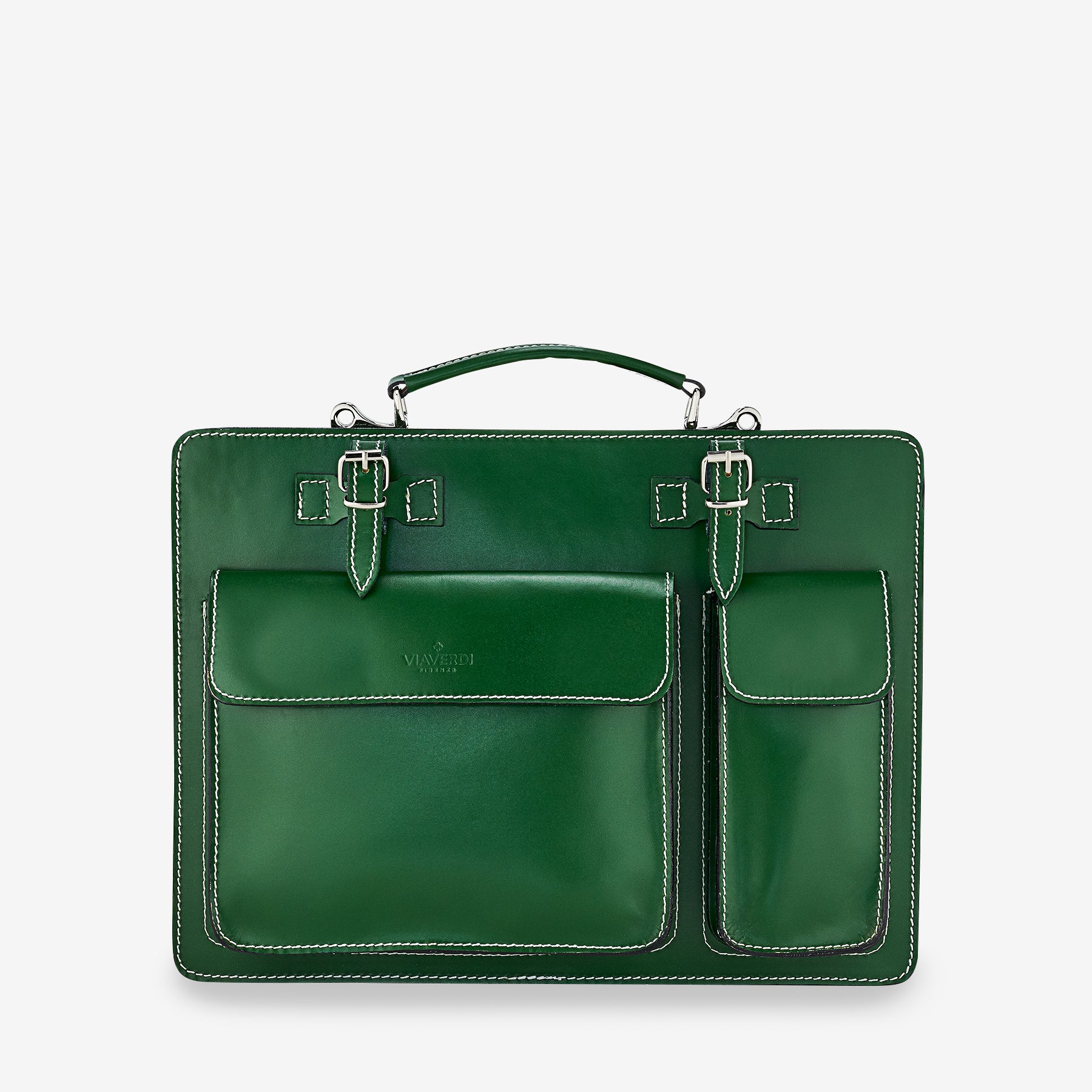Borsa da Lavoro in Pelle Verde VIAVERDI Made in Italy - Porta Ombrelli e Pc 15.6