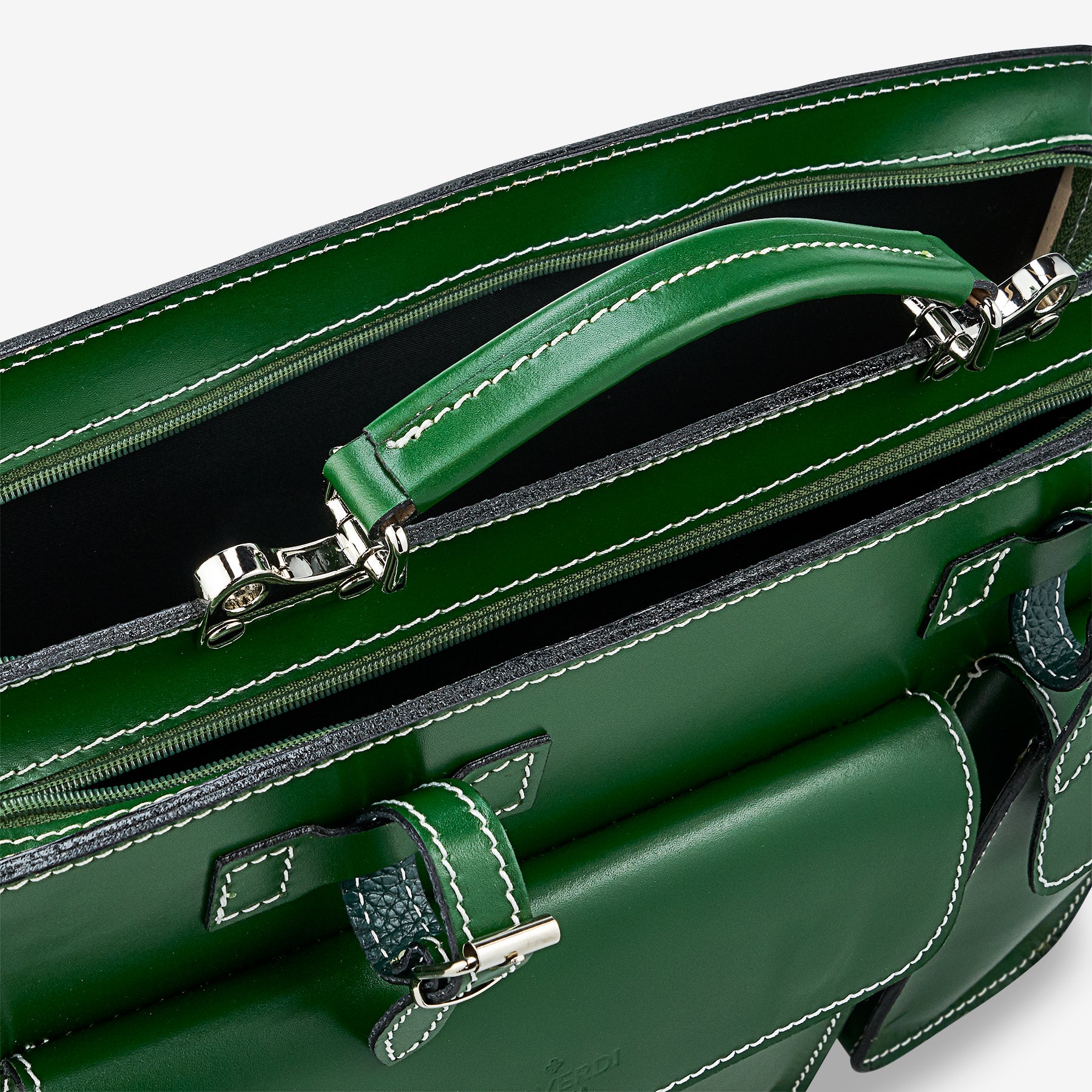 Borsa da Lavoro in Pelle Verde VIAVERDI Made in Italy - Porta Ombrelli e Pc 15.6
