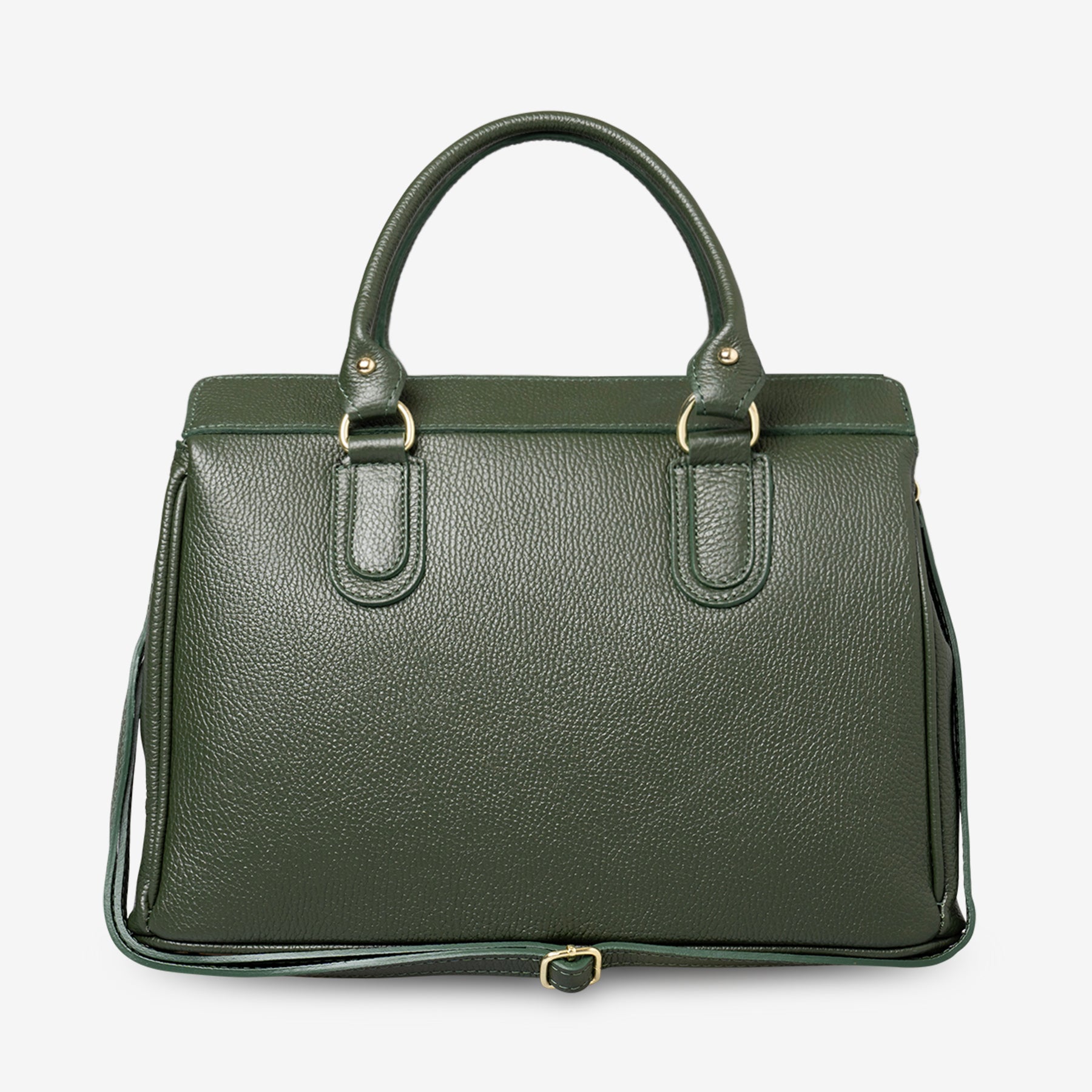 Borsa Bauletto Grande a Mano con Tracolla VIAVERDI in Pelle Verde Made in Italy linea Artimino