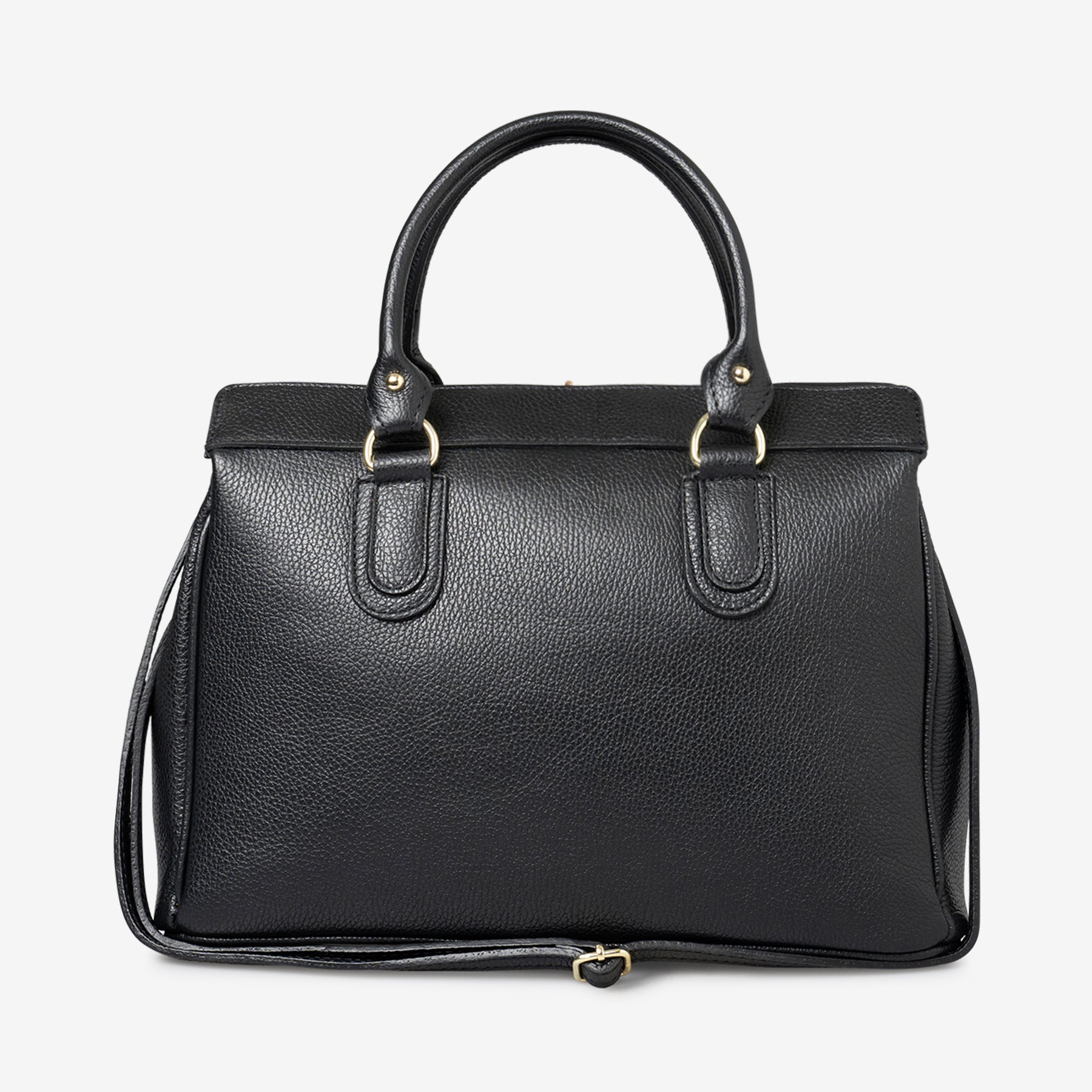 Borsa Bauletto Grande a Mano con Tracolla VIAVERDI in Pelle Nera Made in Italy linea Artimino