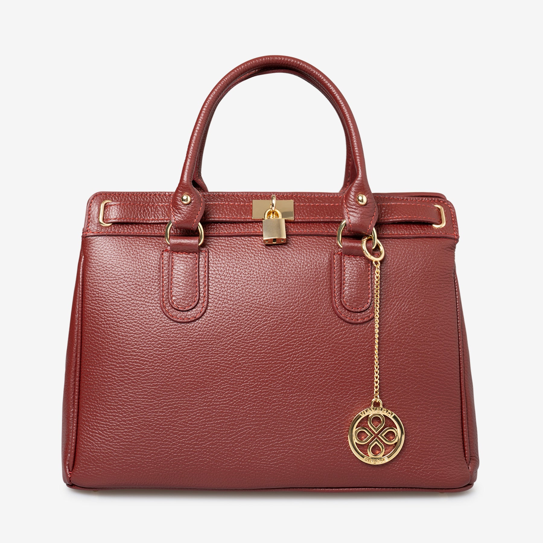 Borsa Bauletto Grande a Mano con Tracolla VIAVERDI in Pelle Bordeaux M