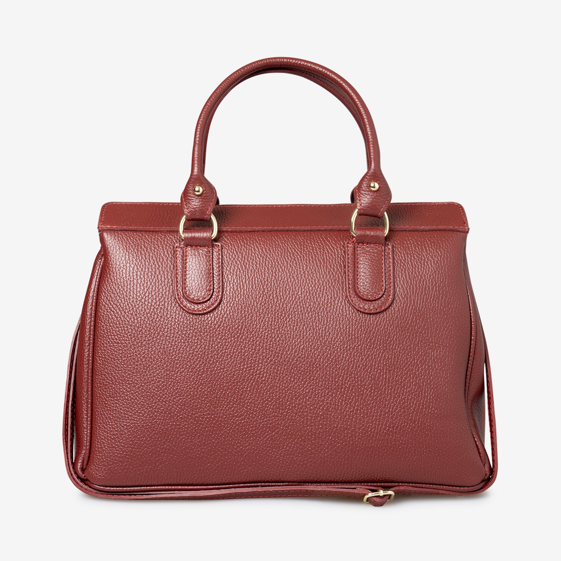 Borsa Bauletto Grande a Mano con Tracolla VIAVERDI in Pelle Bordeaux Made in Italy linea Artimino