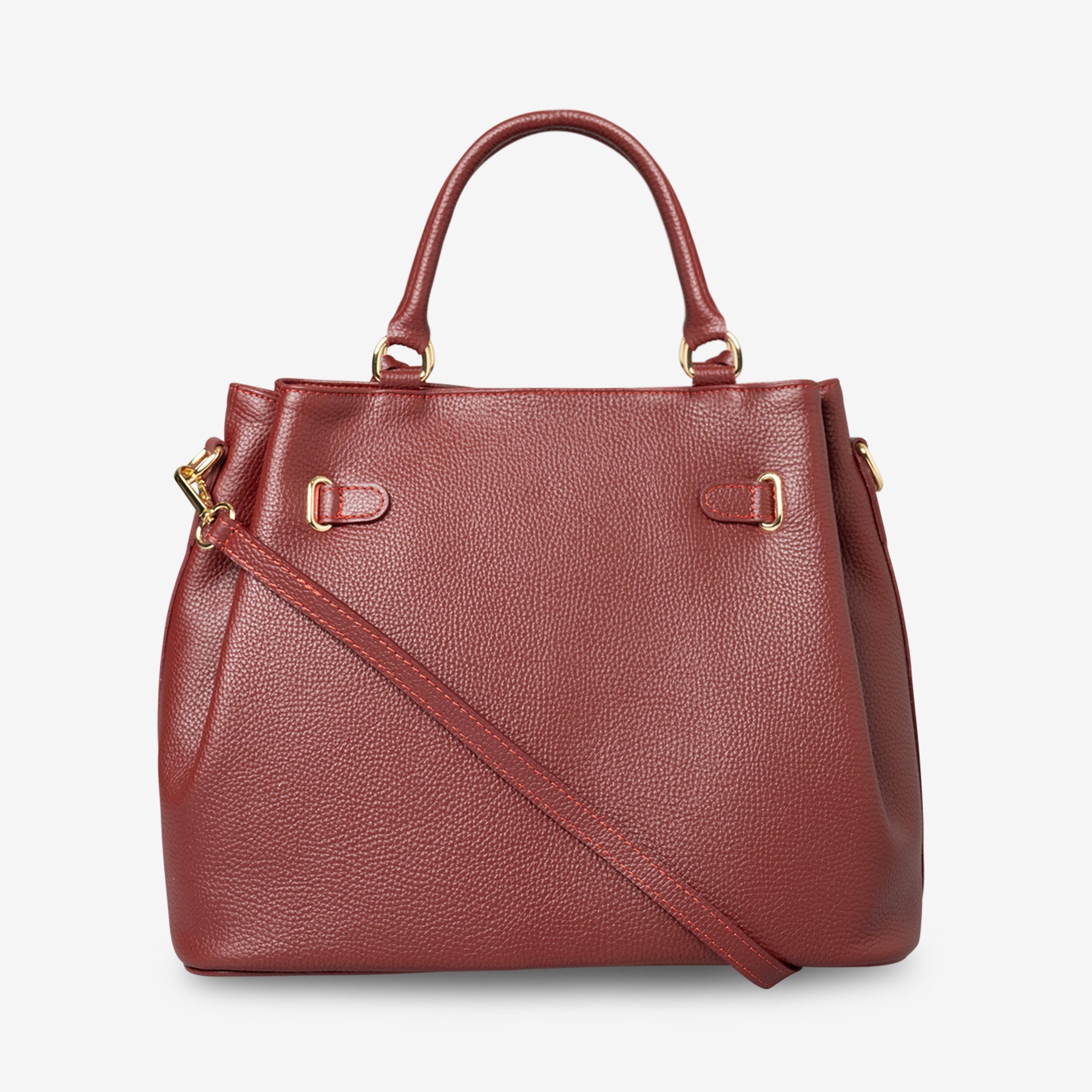 Borsa a Mano con Tracolla VIAVERDI in Pelle Bordeaux Made in Italy linea Artimino