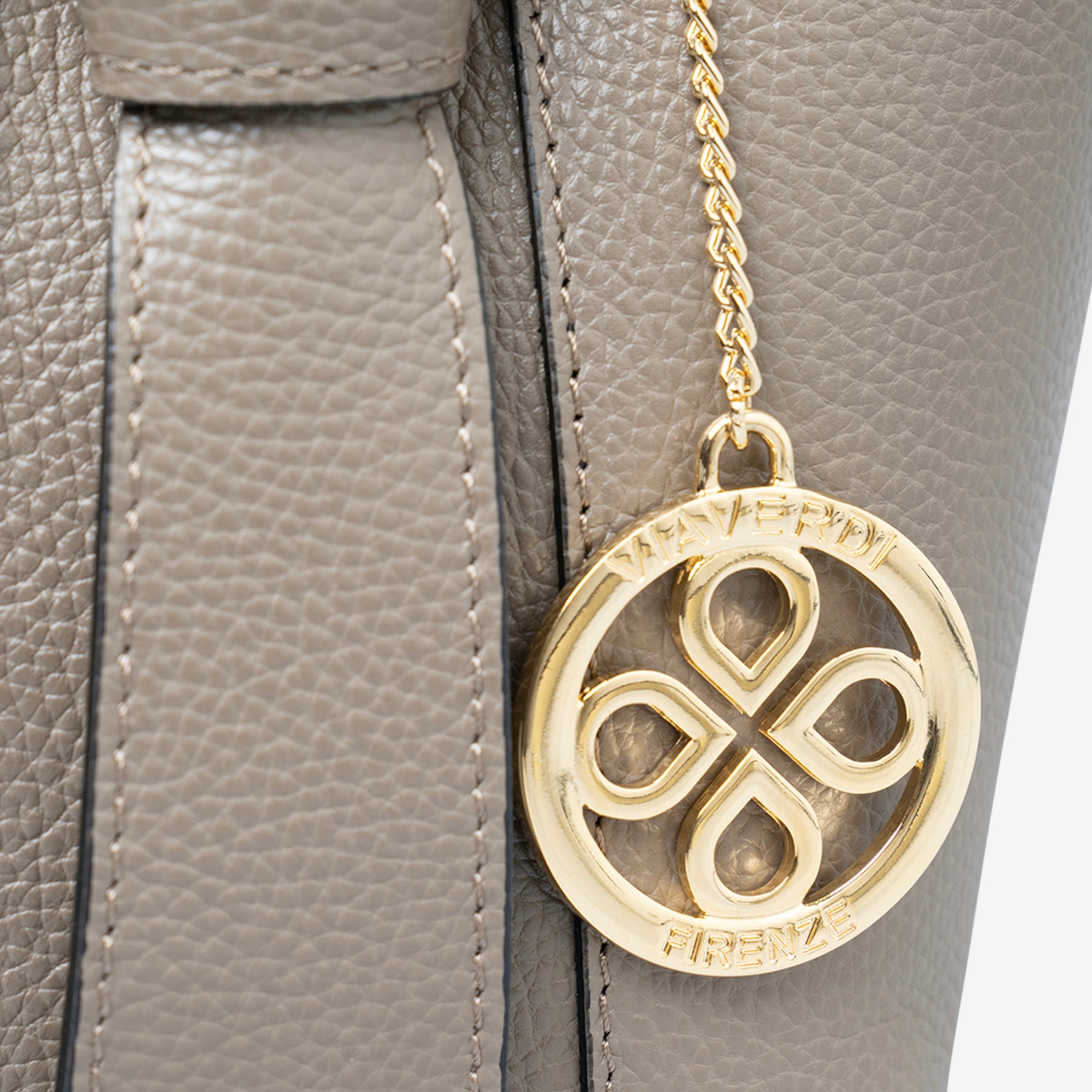 Borsa Secchiello con Tracolla e Pochette VIAVERDI in Pelle Taupe Made in Italy linea Pienza