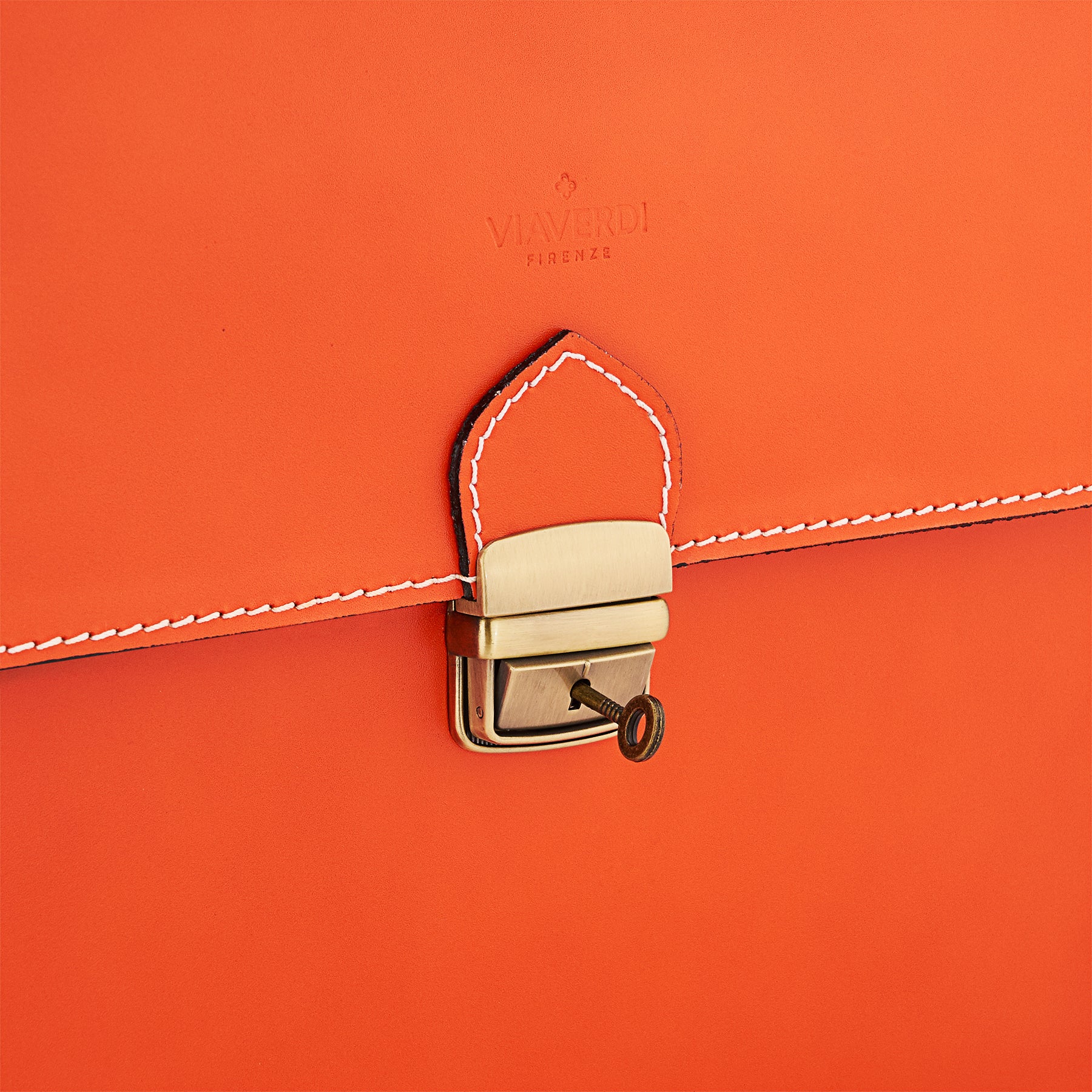 Cartella da Lavoro in Pelle Arancione VIAVERDI Made in Italy - Pc 15.6