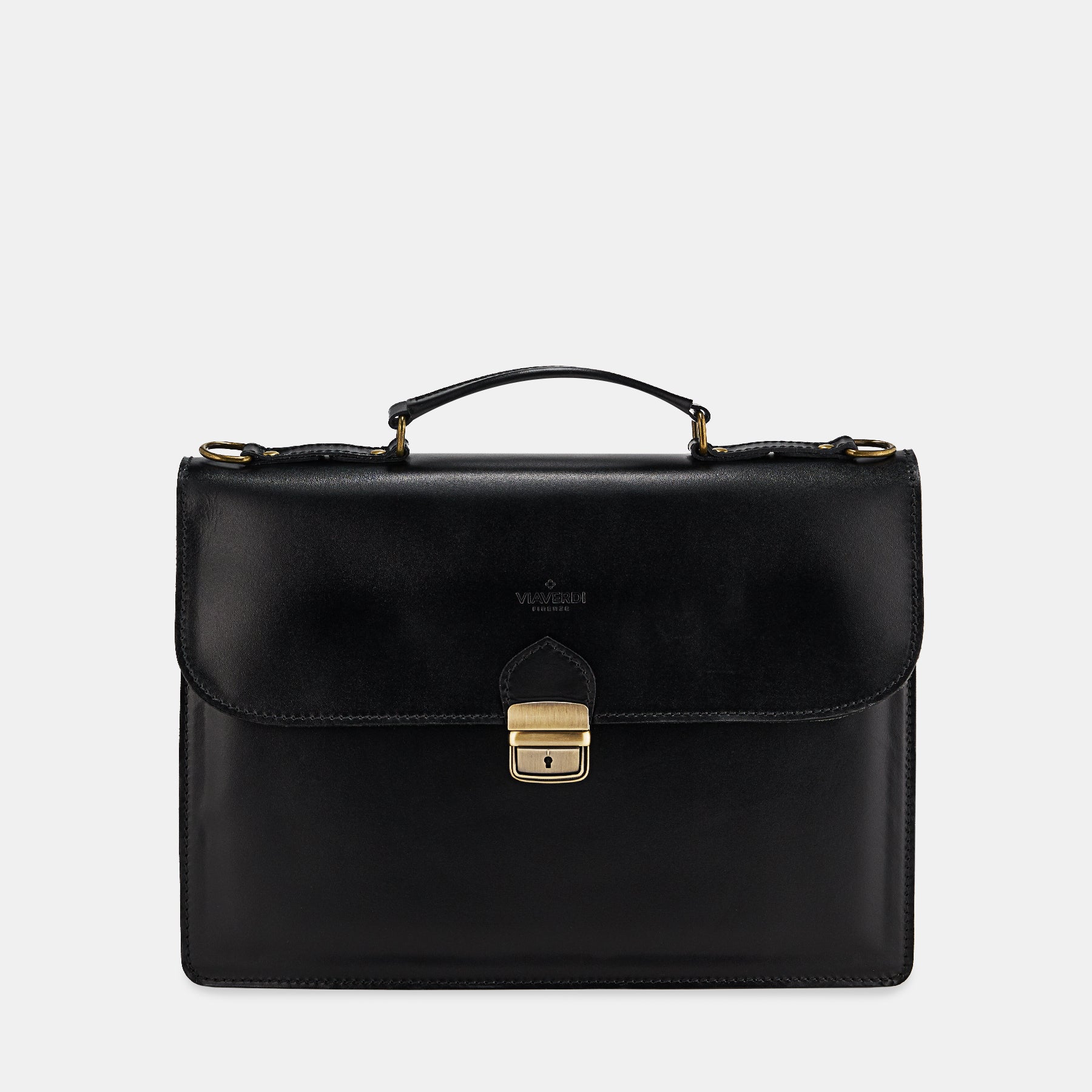 Cartella da Lavoro in Pelle Nera VIAVERDI Made in Italy - Pc 15.6