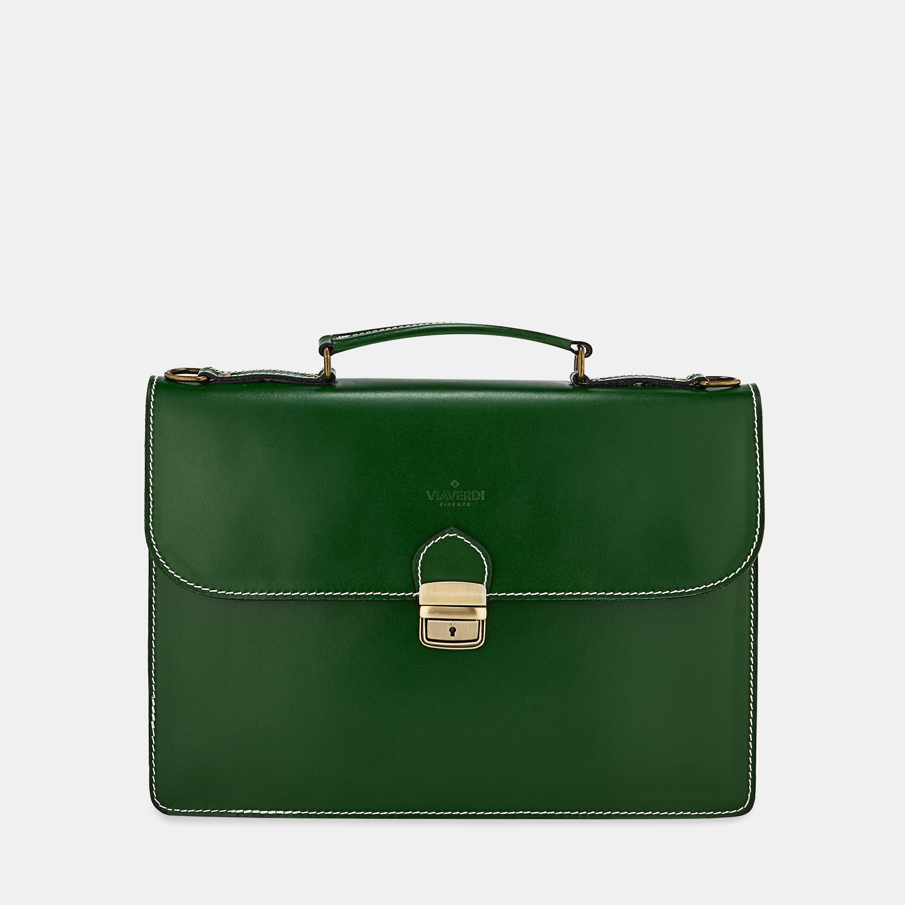 Cartella da Lavoro in Pelle Verde VIAVERDI Made in Italy - Per Pc 15.6