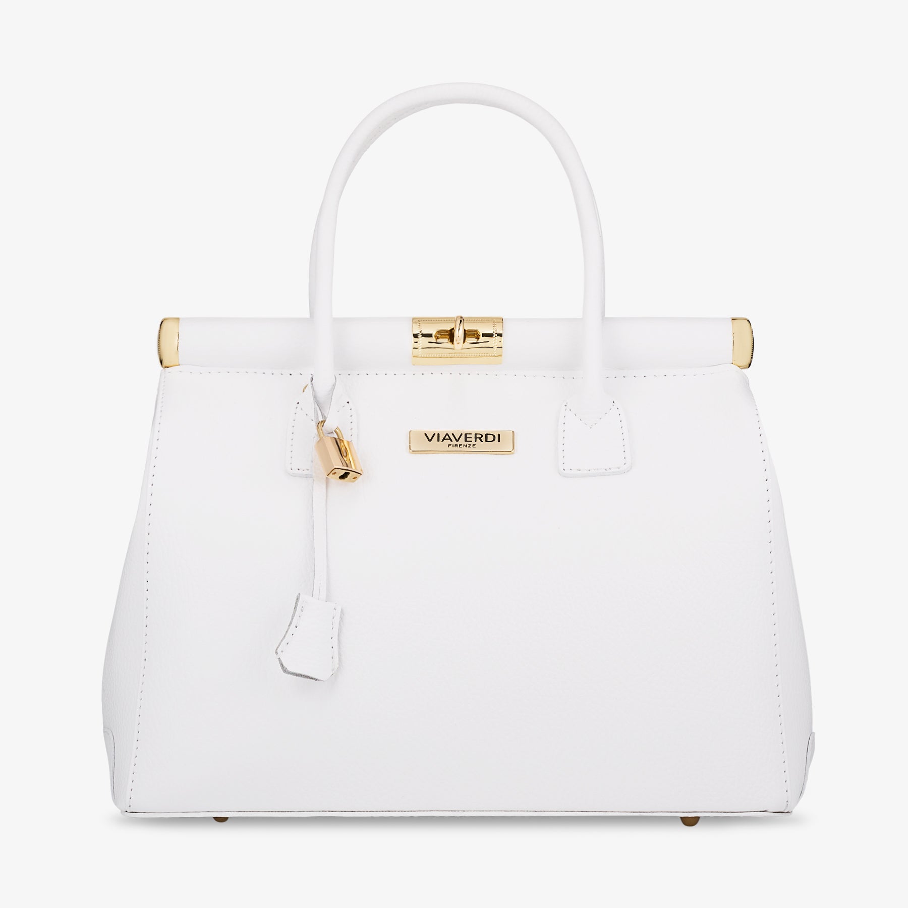 Borsa a Mano con Tracolla VIAVERDI in Pelle Bianca Made in Italy