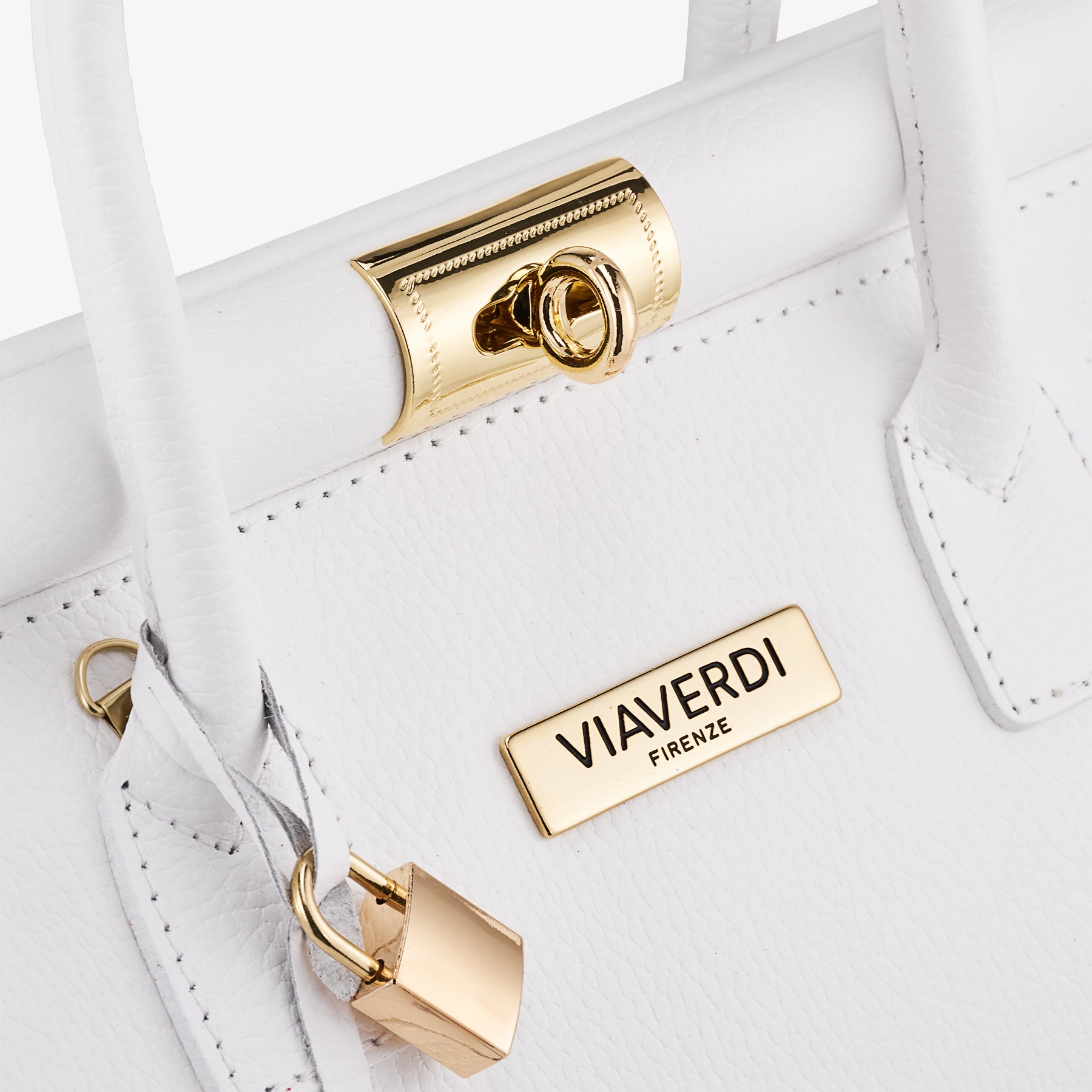 Borsa a Mano con Tracolla VIAVERDI in Pelle Bianca Made in Italy