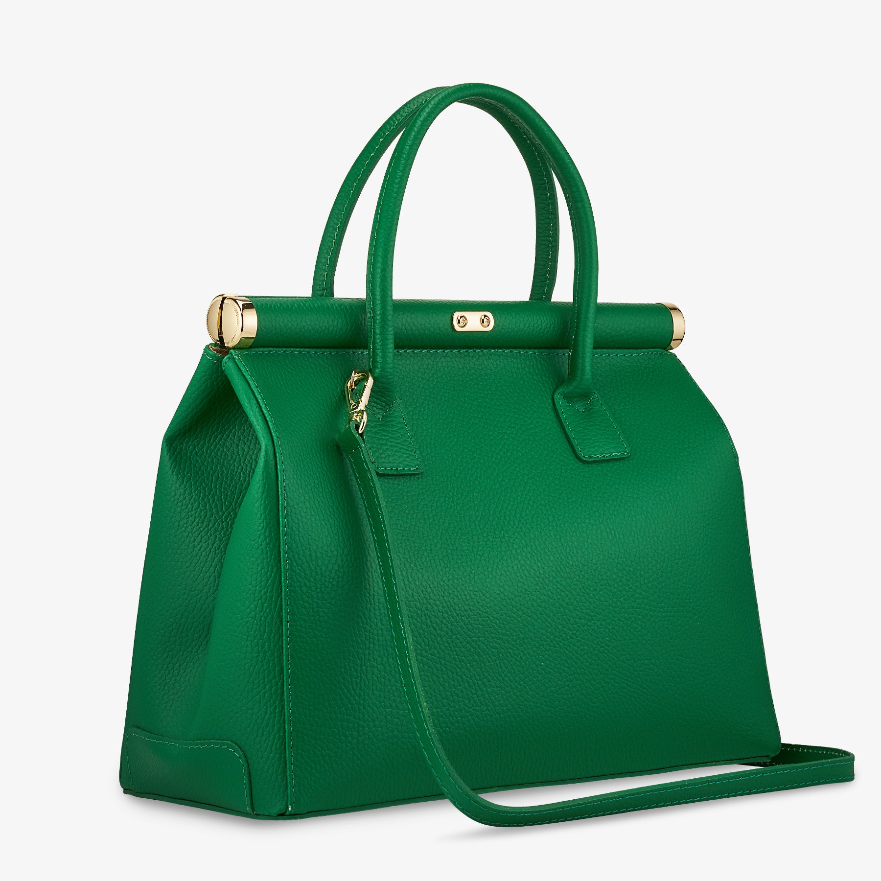 Borsa a Mano con Tracolla VIAVERDI in Pelle Verde Made in Italy