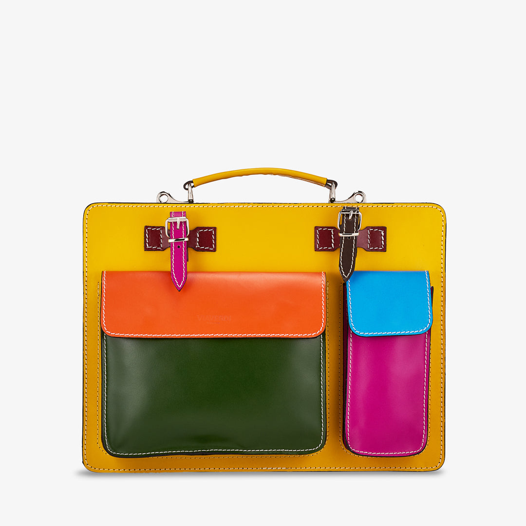 Borsa da Lavoro in Pelle Multicolor VIAVERDI Made in Italy - Porta Ombrelli e Pc 15.6