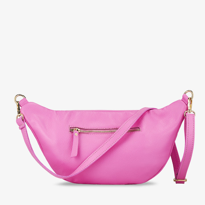 Damen-Gürteltasche aus rosafarbenem Leder mit Schultergurt VIAVERDI Made in Italy