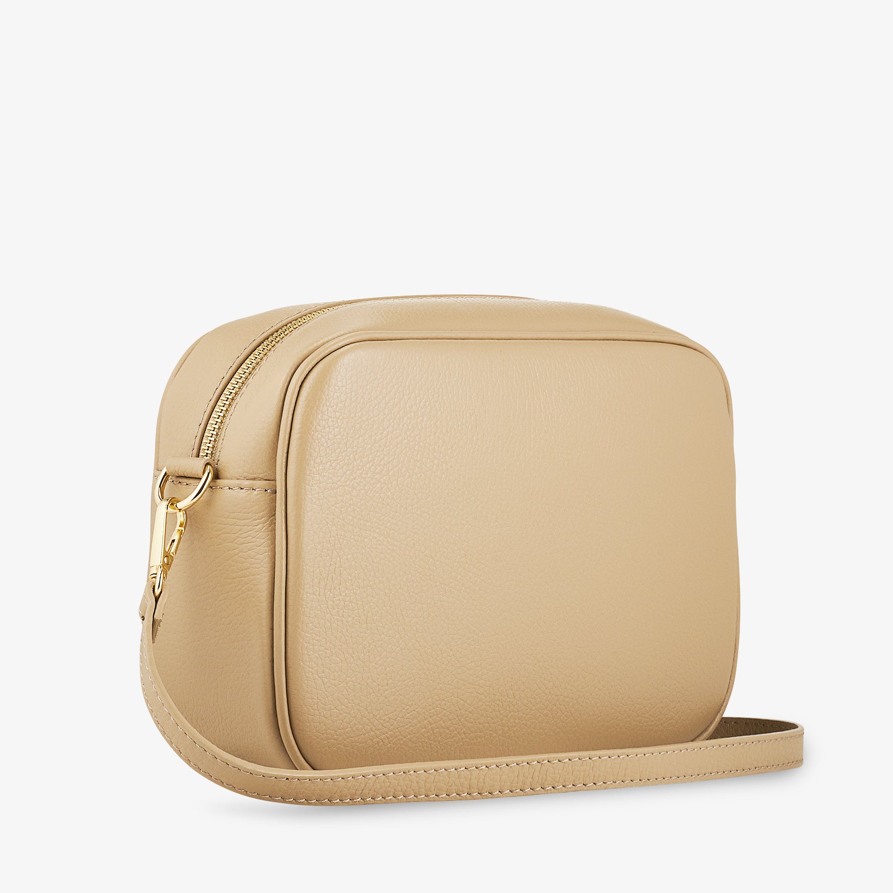 Borsa Camera Bag Media in Pelle Beige con Tracolla VIAVERDI Made in Italy