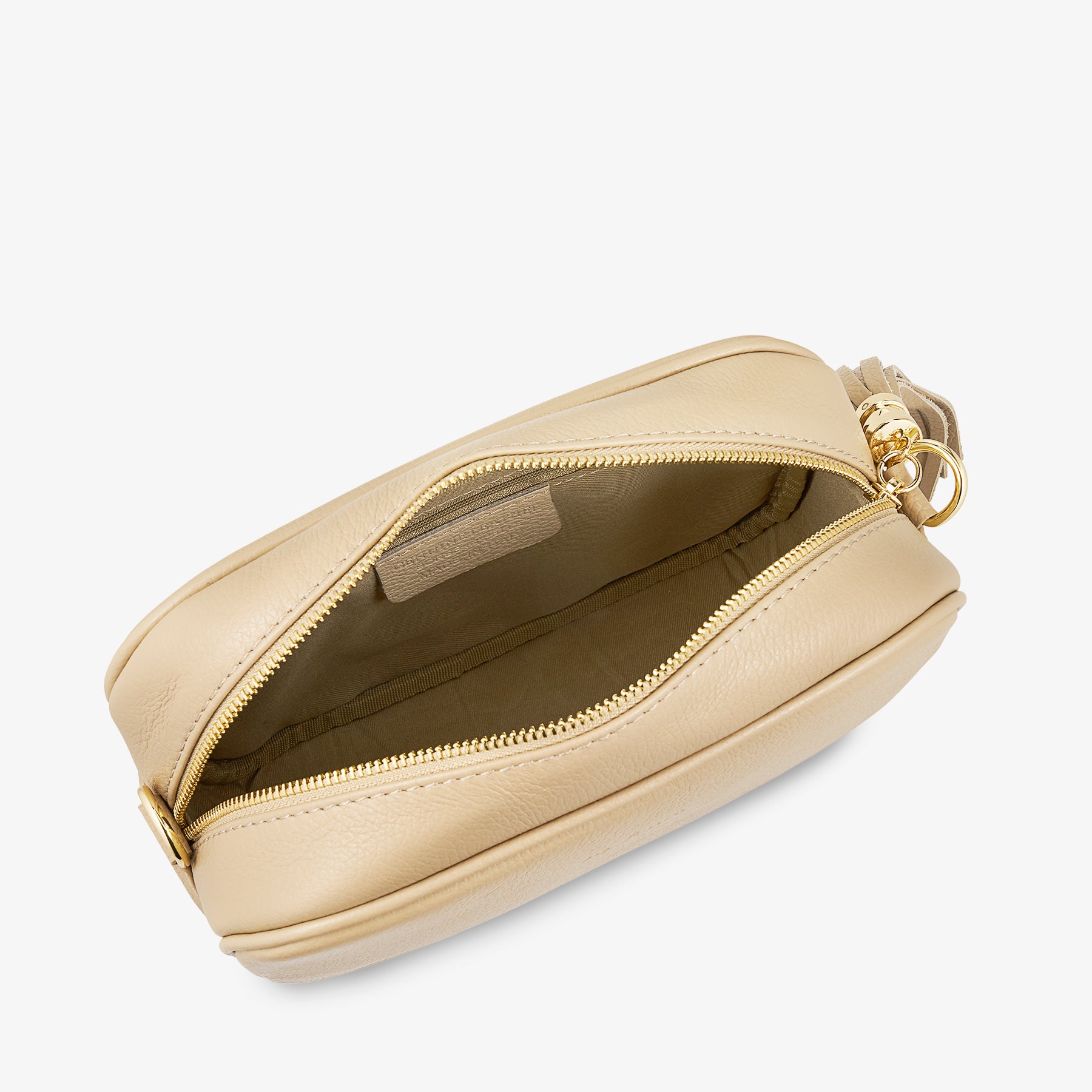 Borsa Camera Bag Media in Pelle Beige con Tracolla VIAVERDI Made in Italy