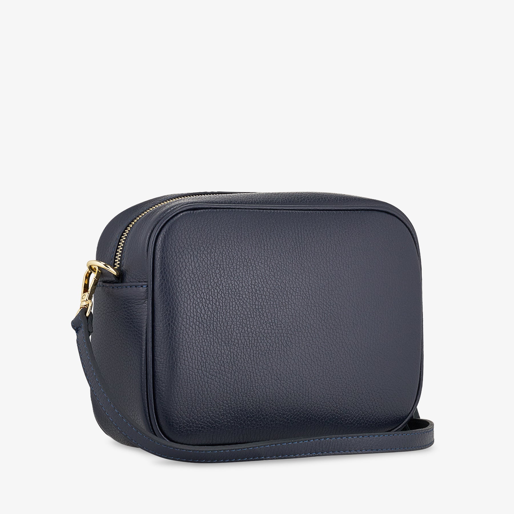 Borsa Camera Bag Media in Pelle Blu con Tracolla VIAVERDI Made in Italy