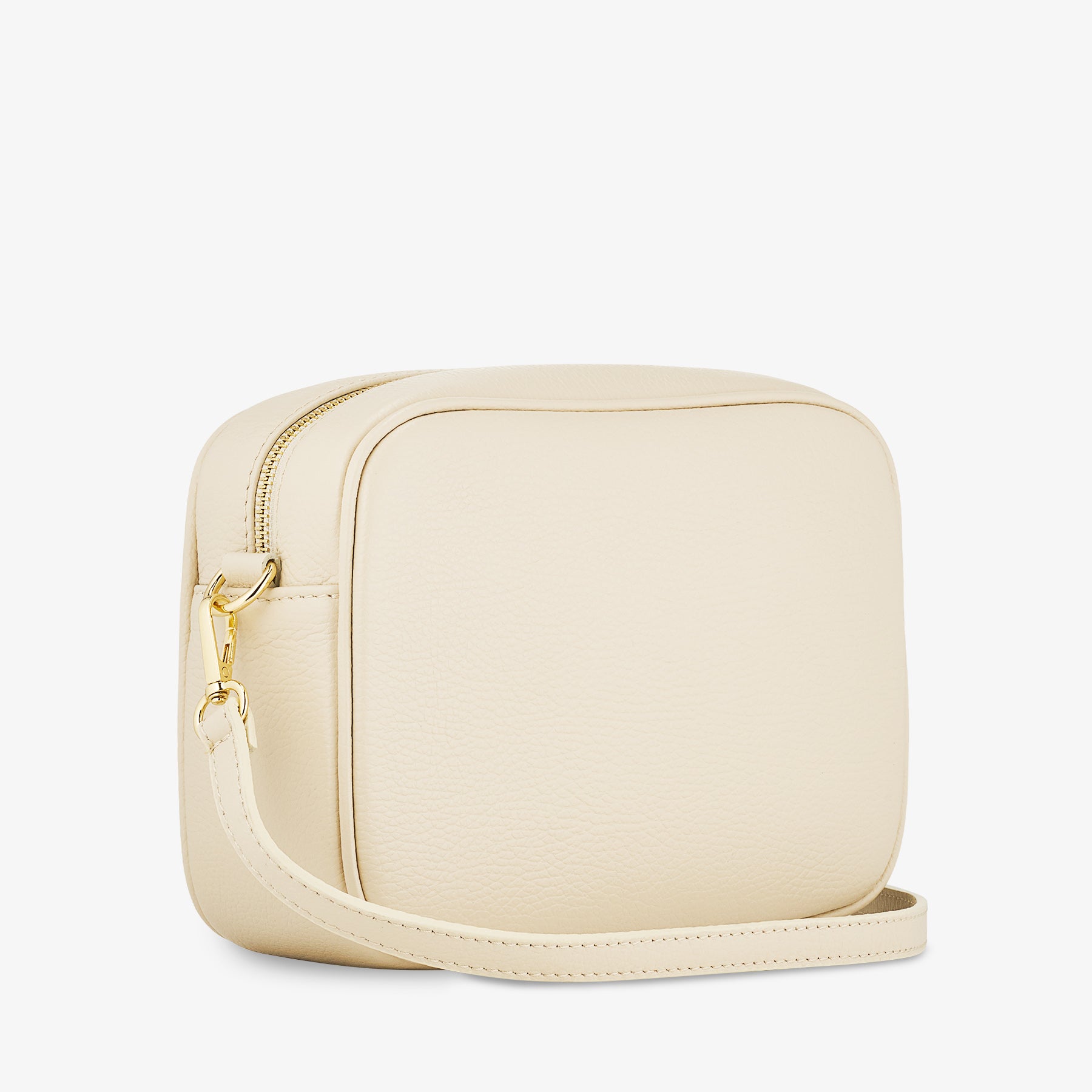 Borsa Camera Bag Media in Pelle Avorio con Tracolla VIAVERDI Made in Italy