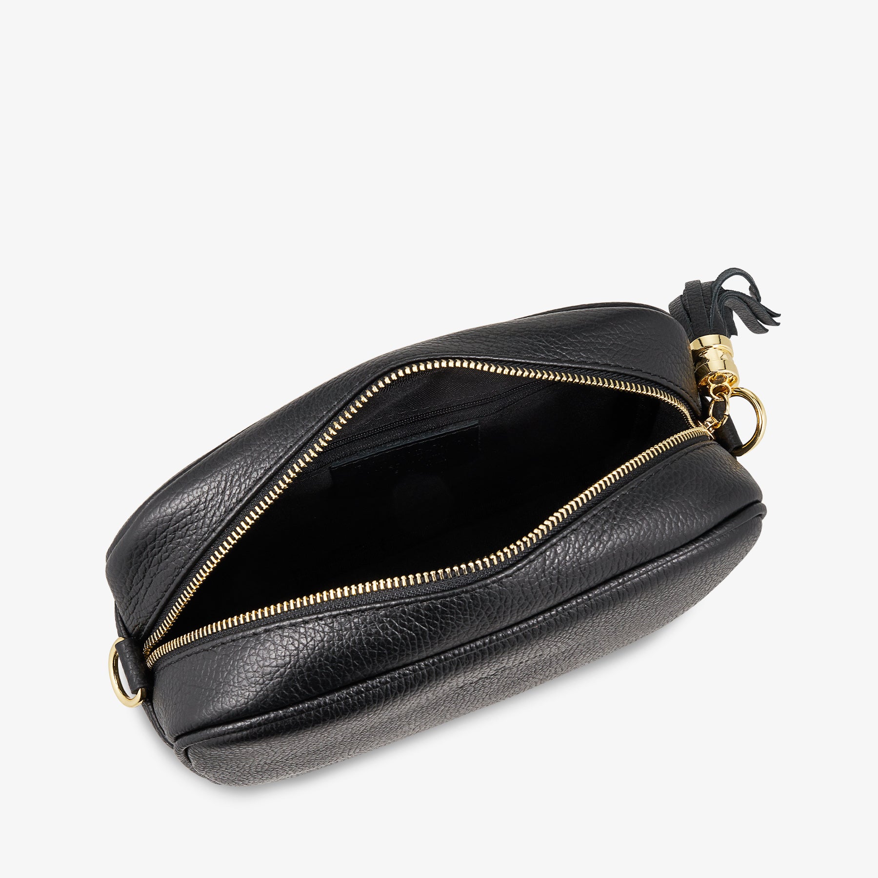 Borsa Camera Bag Media in Pelle Nera con Tracolla VIAVERDI Made in Italy