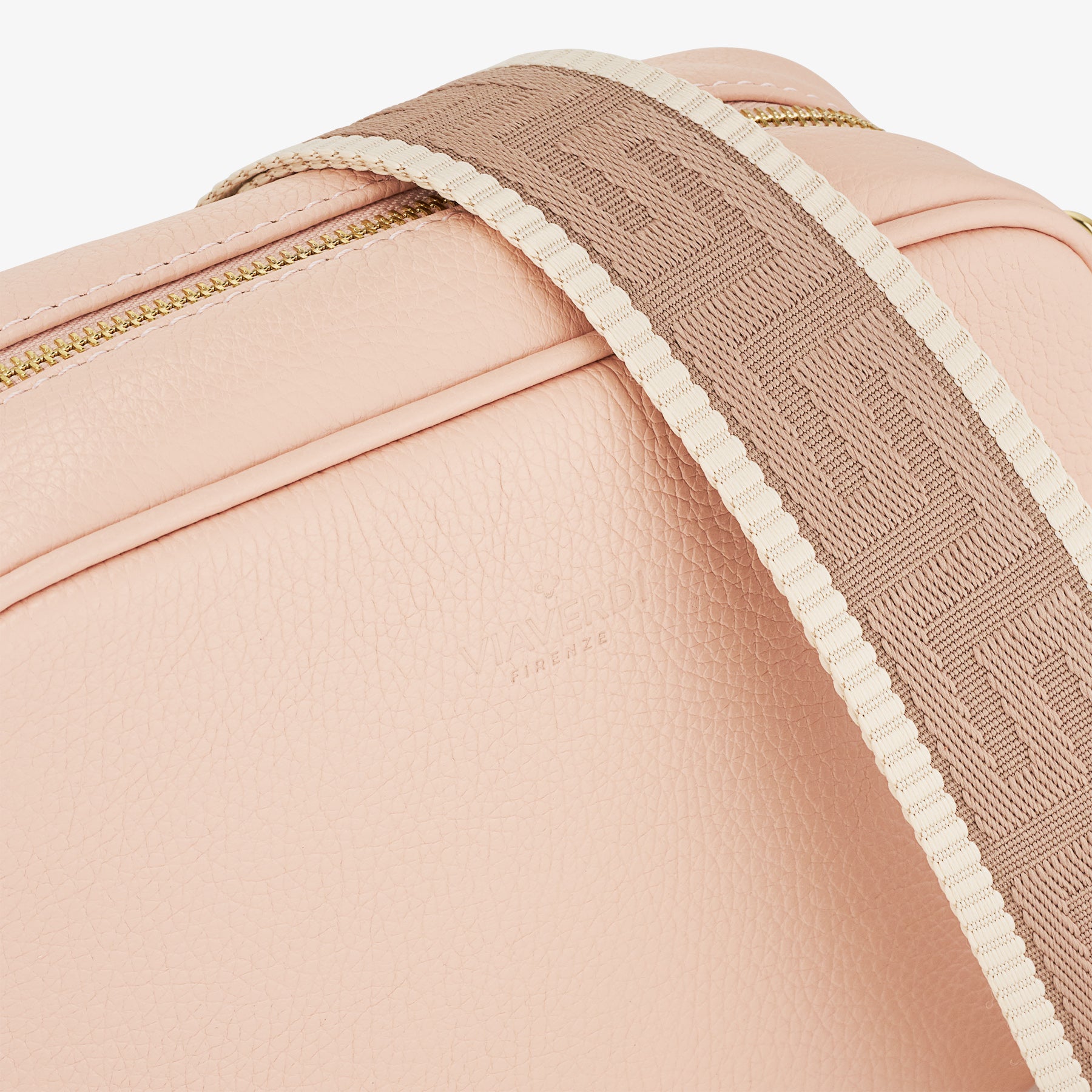 Borsa Camera Bag Media in Pelle Pesca con Tracolla VIAVERDI Made in Italy