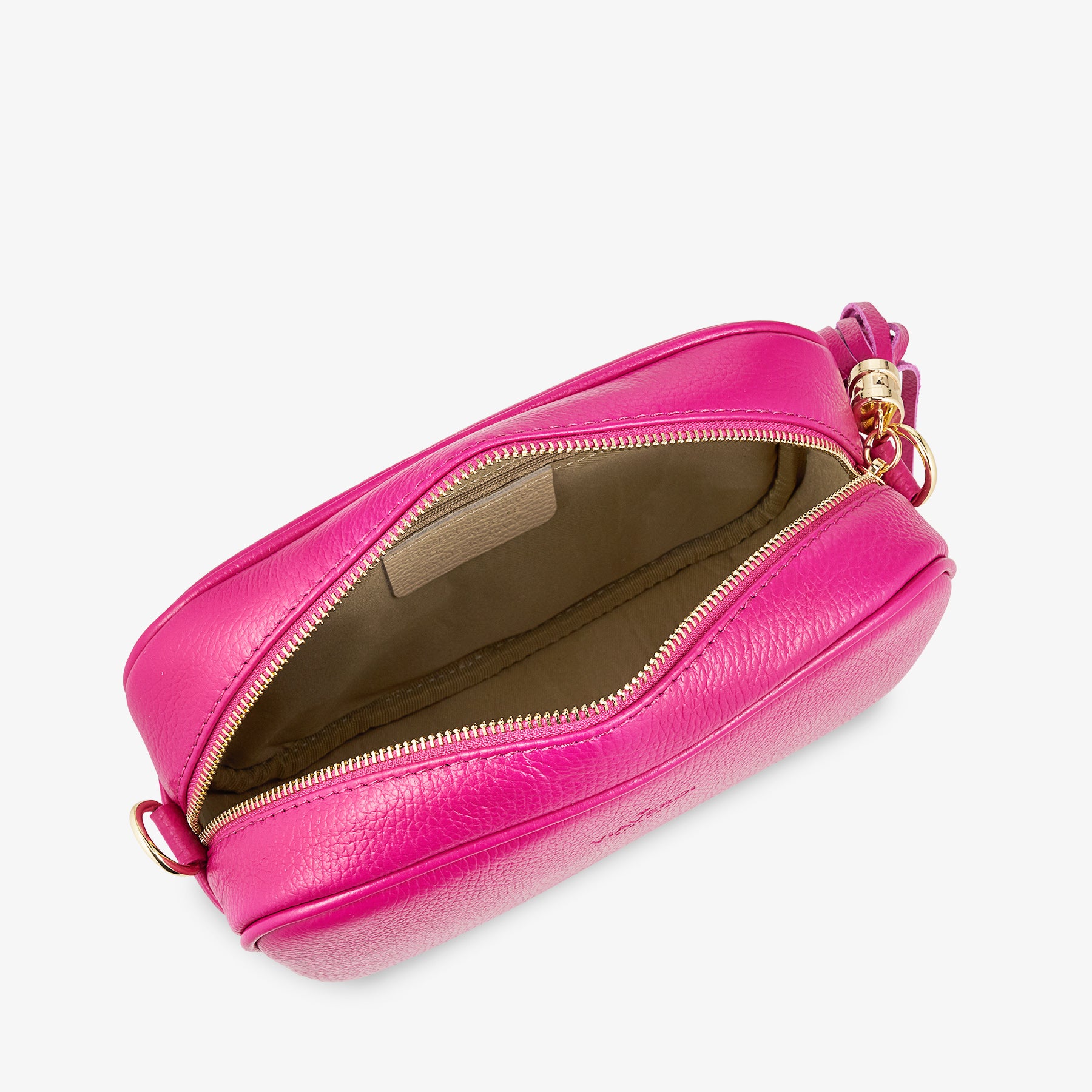 Borsa Camera Bag Media in Pelle Fucsia con Tracolla VIAVERDI Made in Italy